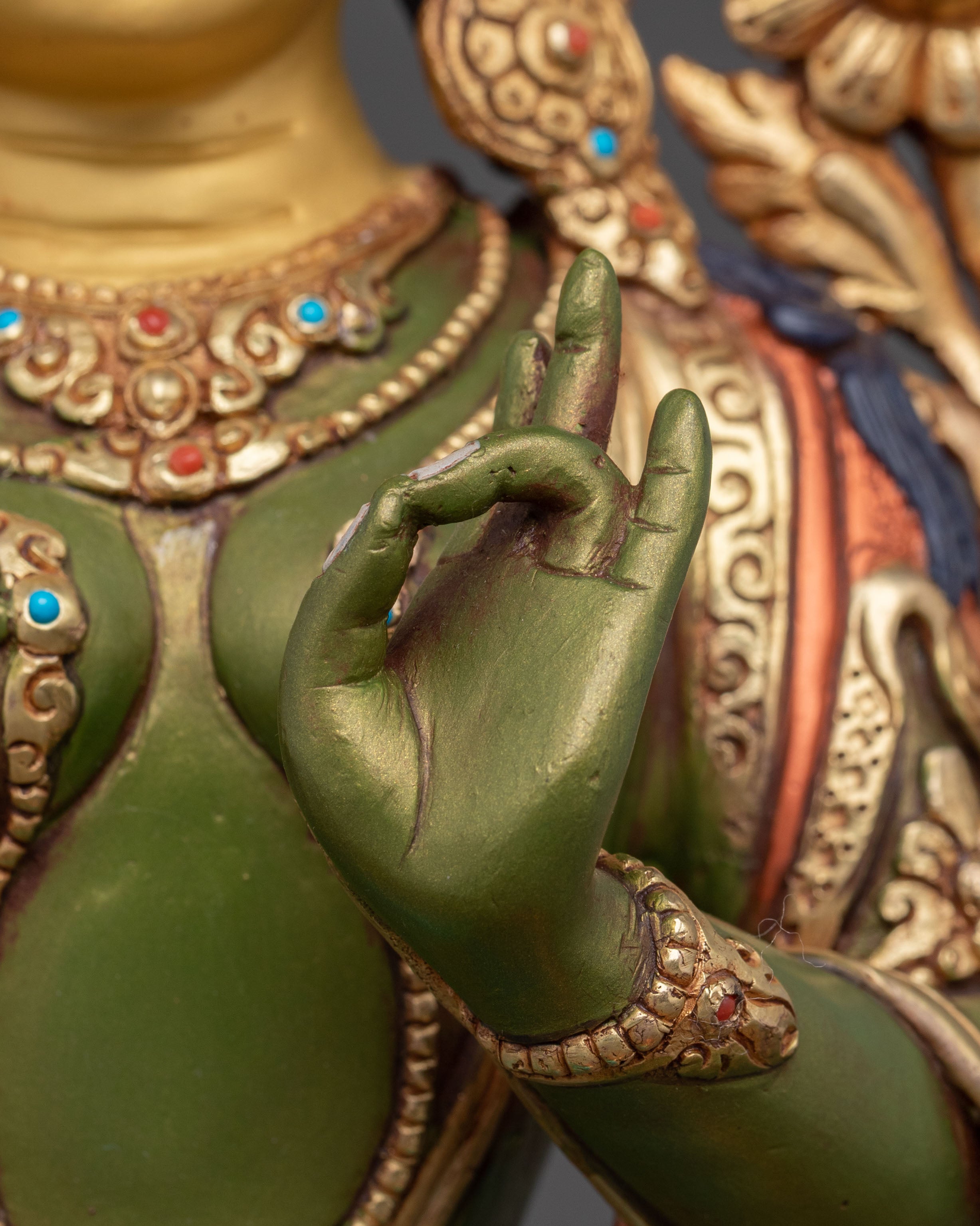 Handcrafted Green Tara Statue | Buddhist Icon