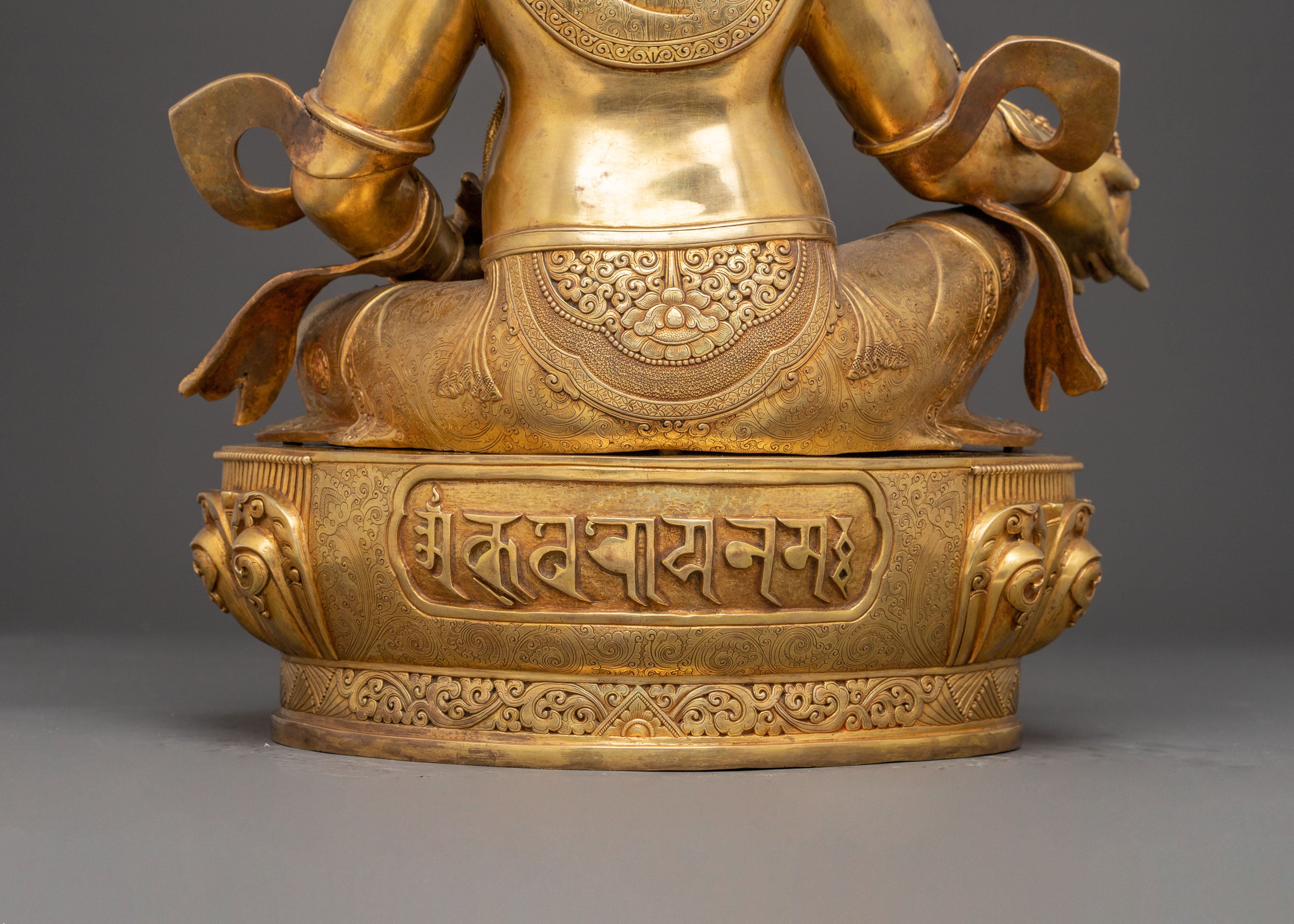 Golden Statue of Wealth Icon Dzambhala | Lord of Abundance