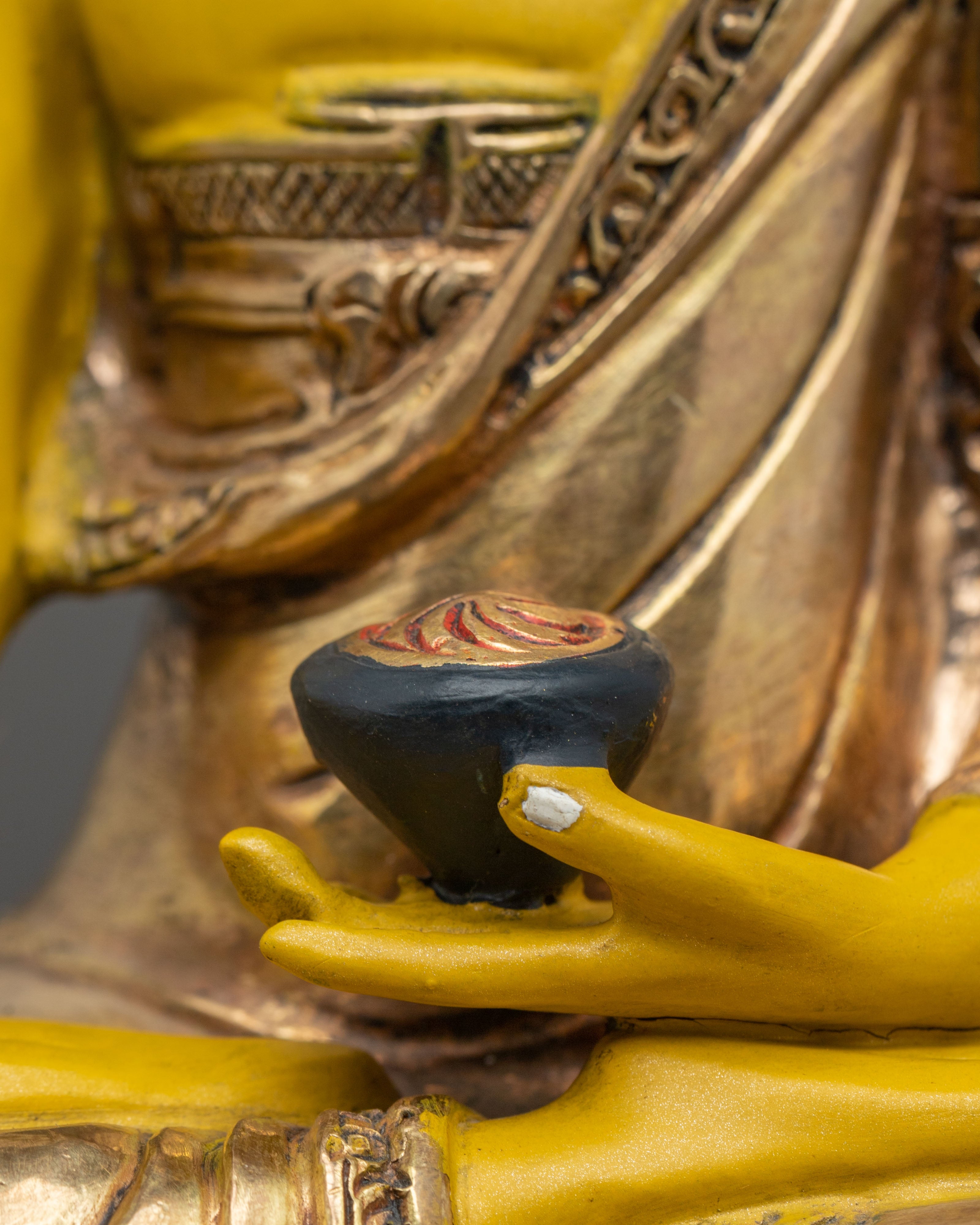 Historical Buddha Shakyamuni Meditation Sculpture in 24K Gold