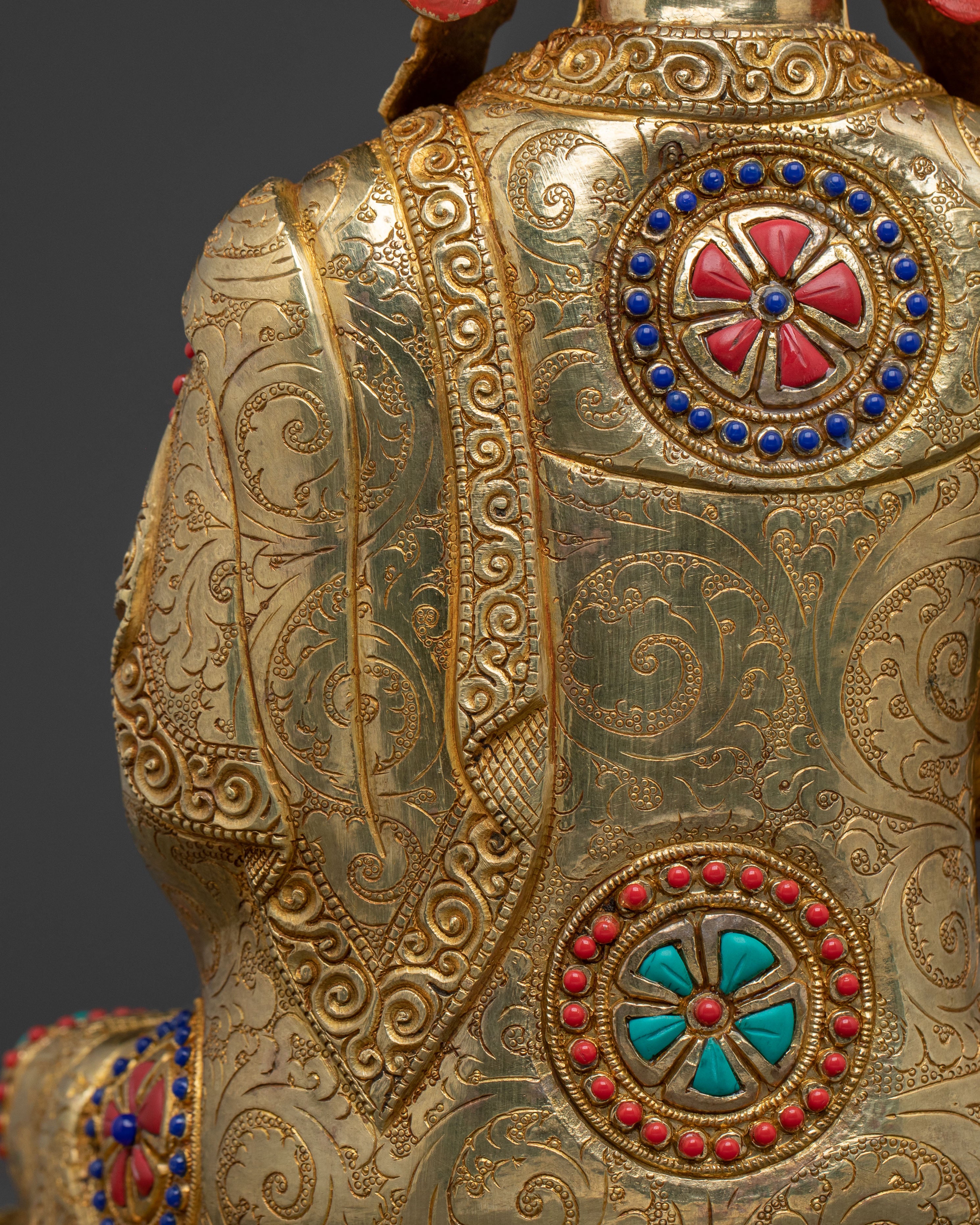 Crown Shakyamuni Buddha Spiritual Statue | 24K Gold Gilded