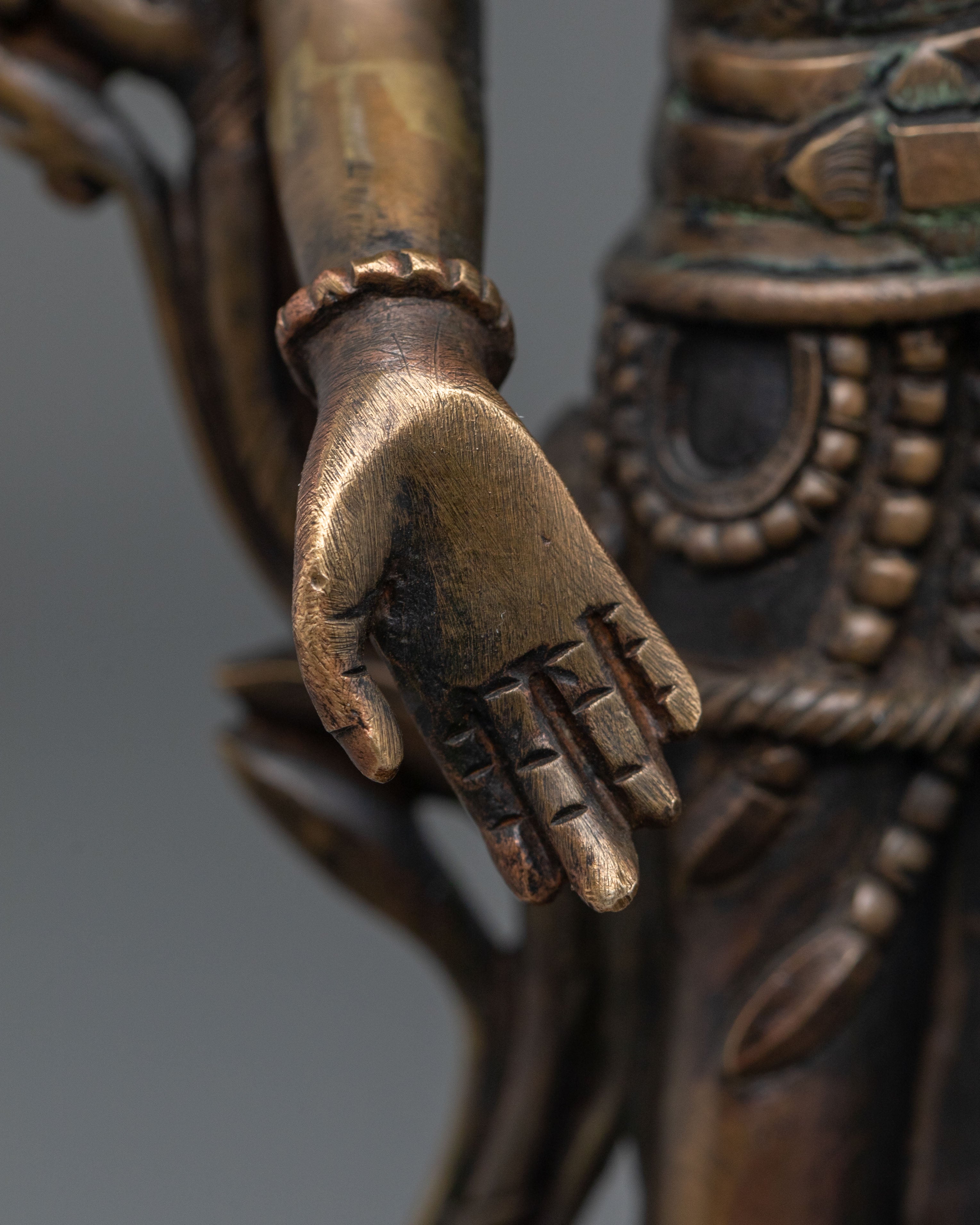Padmapani Oxidized Copper Sculpture | Serene Bodhisattva Art