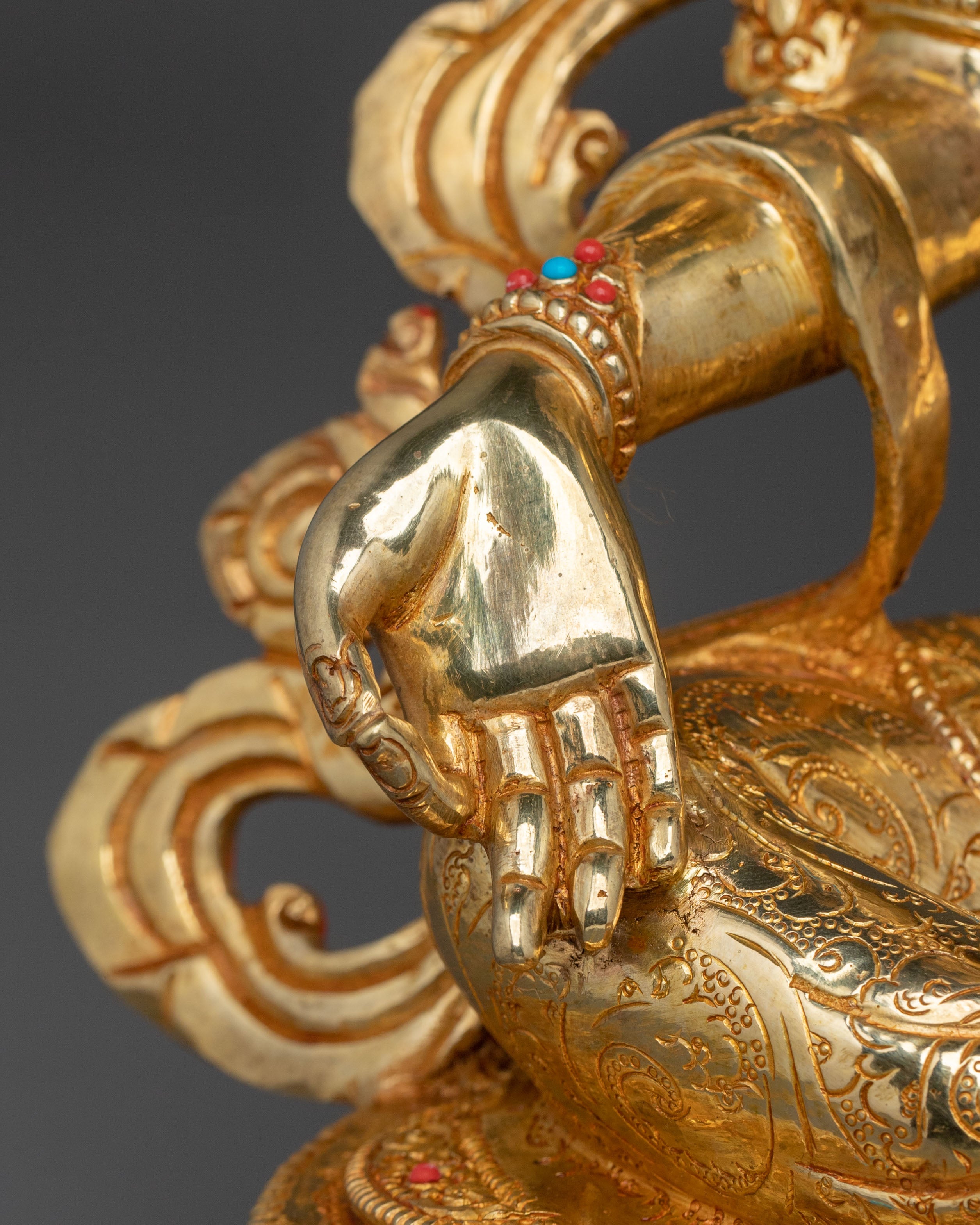 Green Tara Statue: 24K Gold Gilded Buddhist Goddess