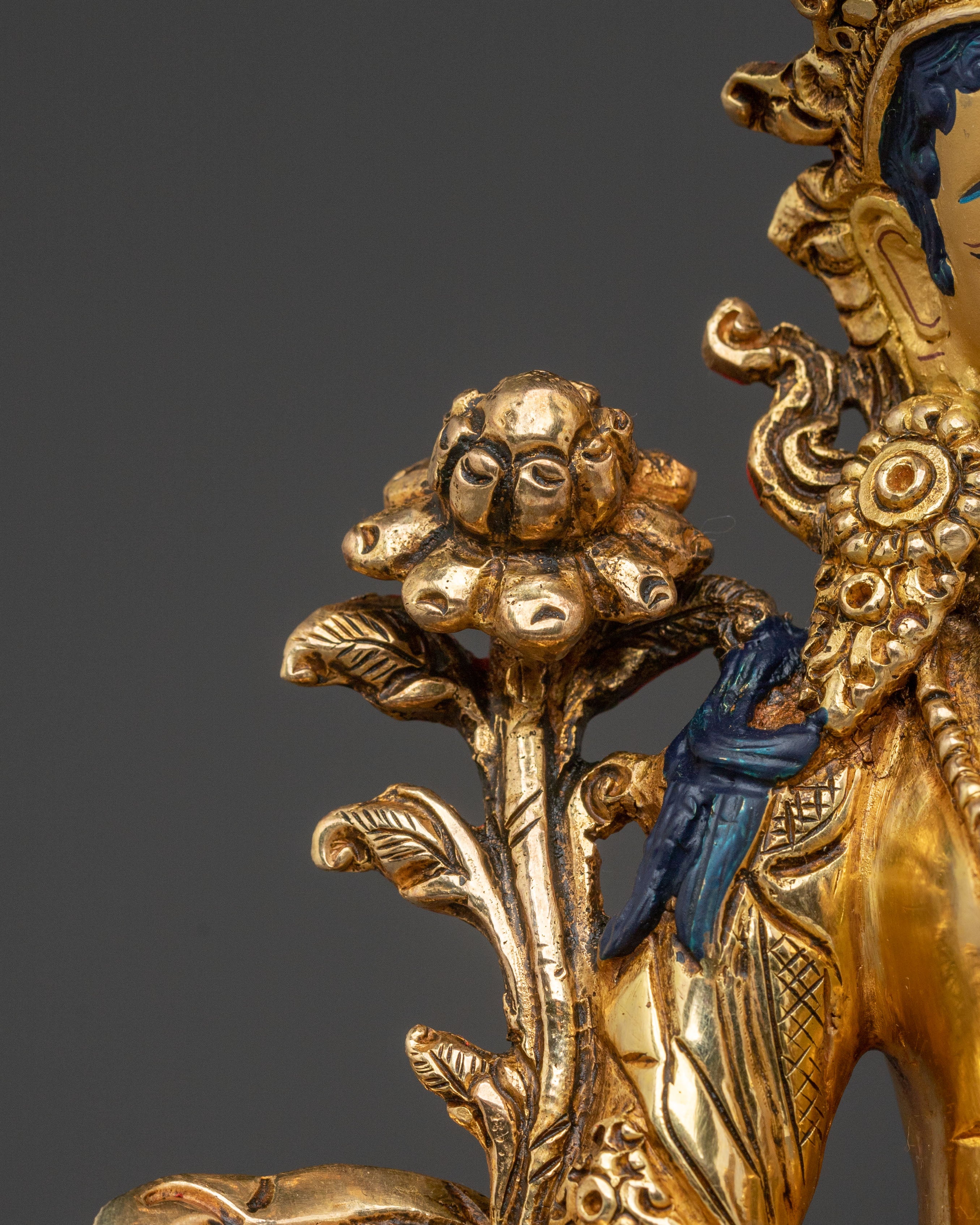 Green Tara Mother of Compassion Statue: 24K Gold Gilded