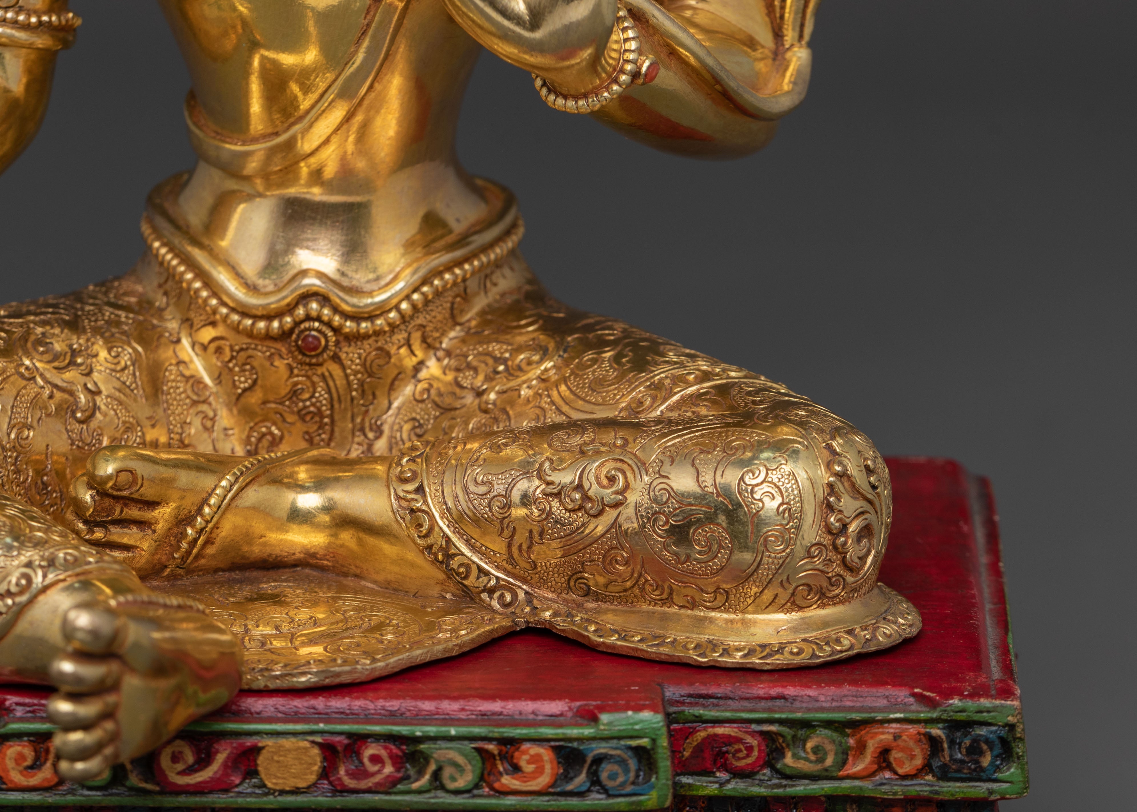 Green Tara 24K Gold Gilded Statue | Home Decor