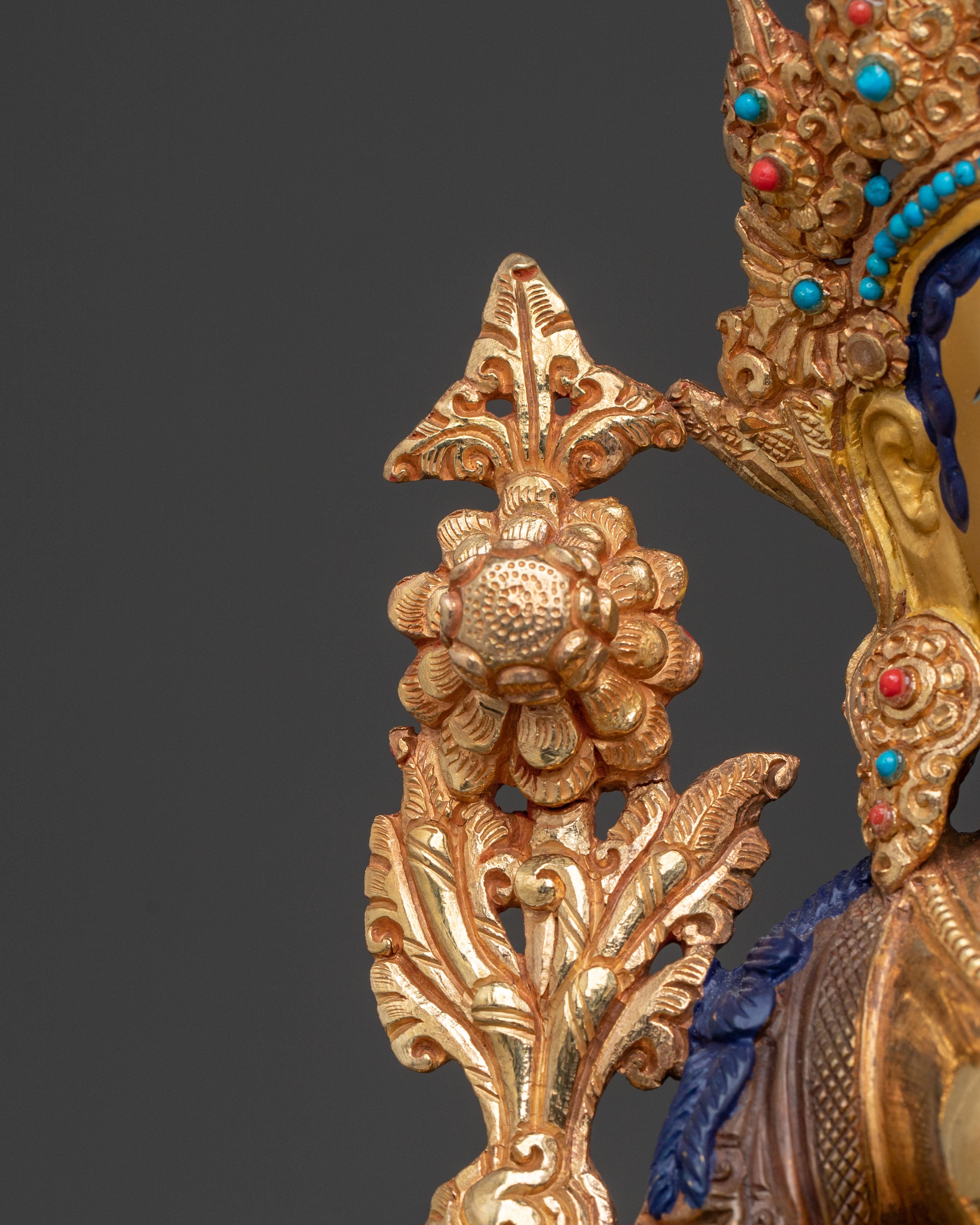 Luminous Green Tara Golden Statue: Antique Finish