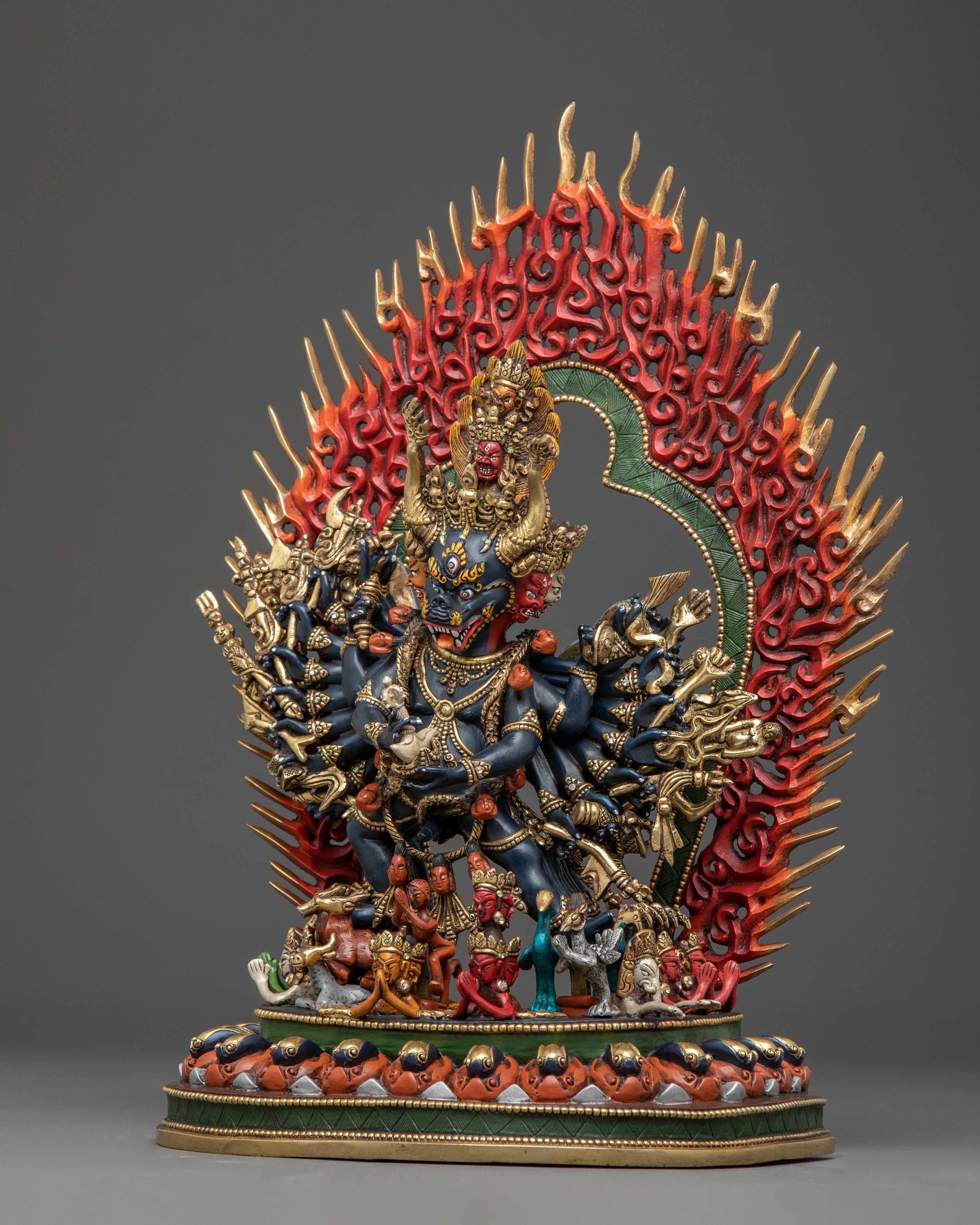 Buddhist Yamantaka Statue: Conqueror of Death | Gold Gilded Wrathful Deity
