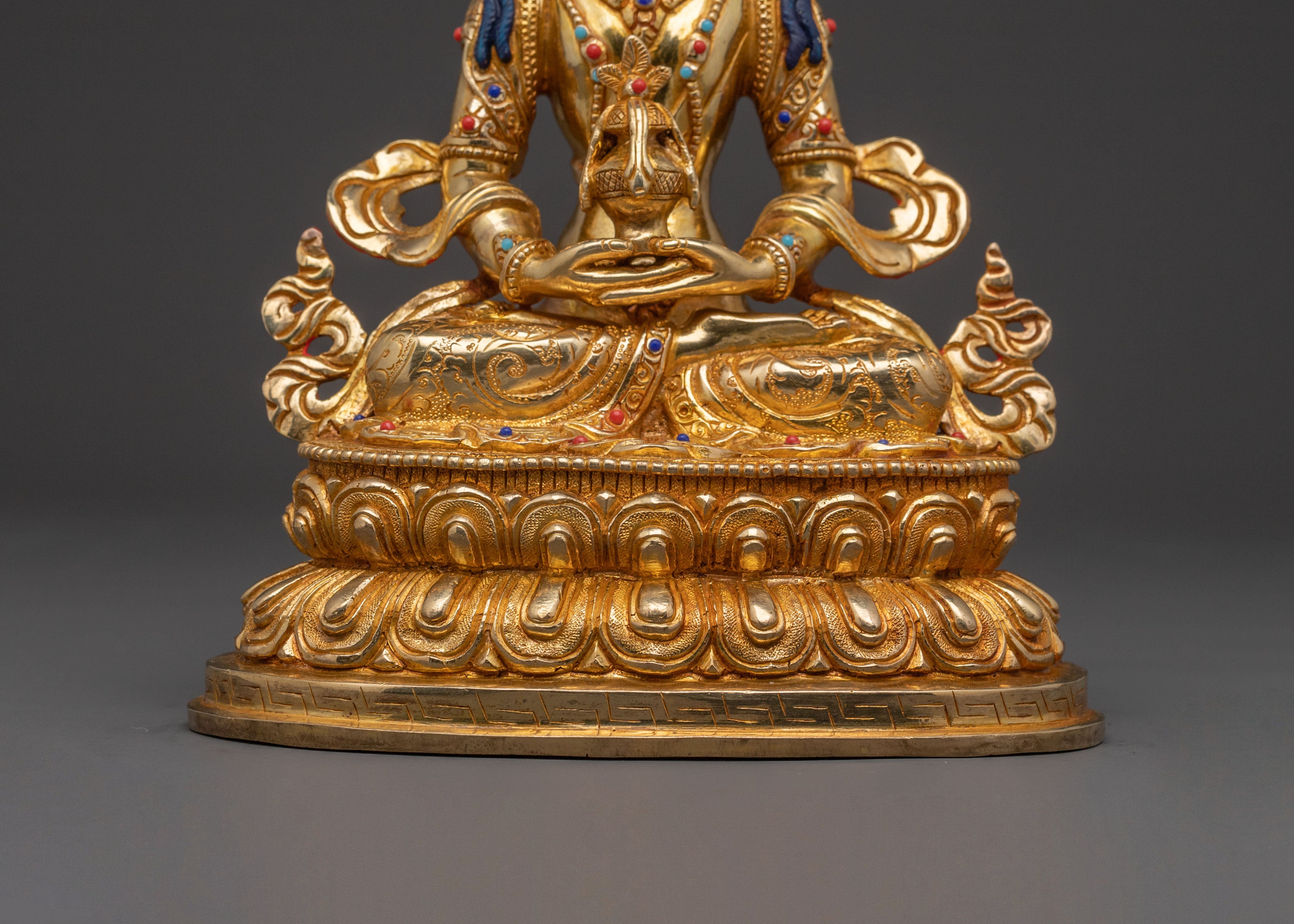 24k Gold Gilded Amitayus Spiritual Statue: Radiant Longevity