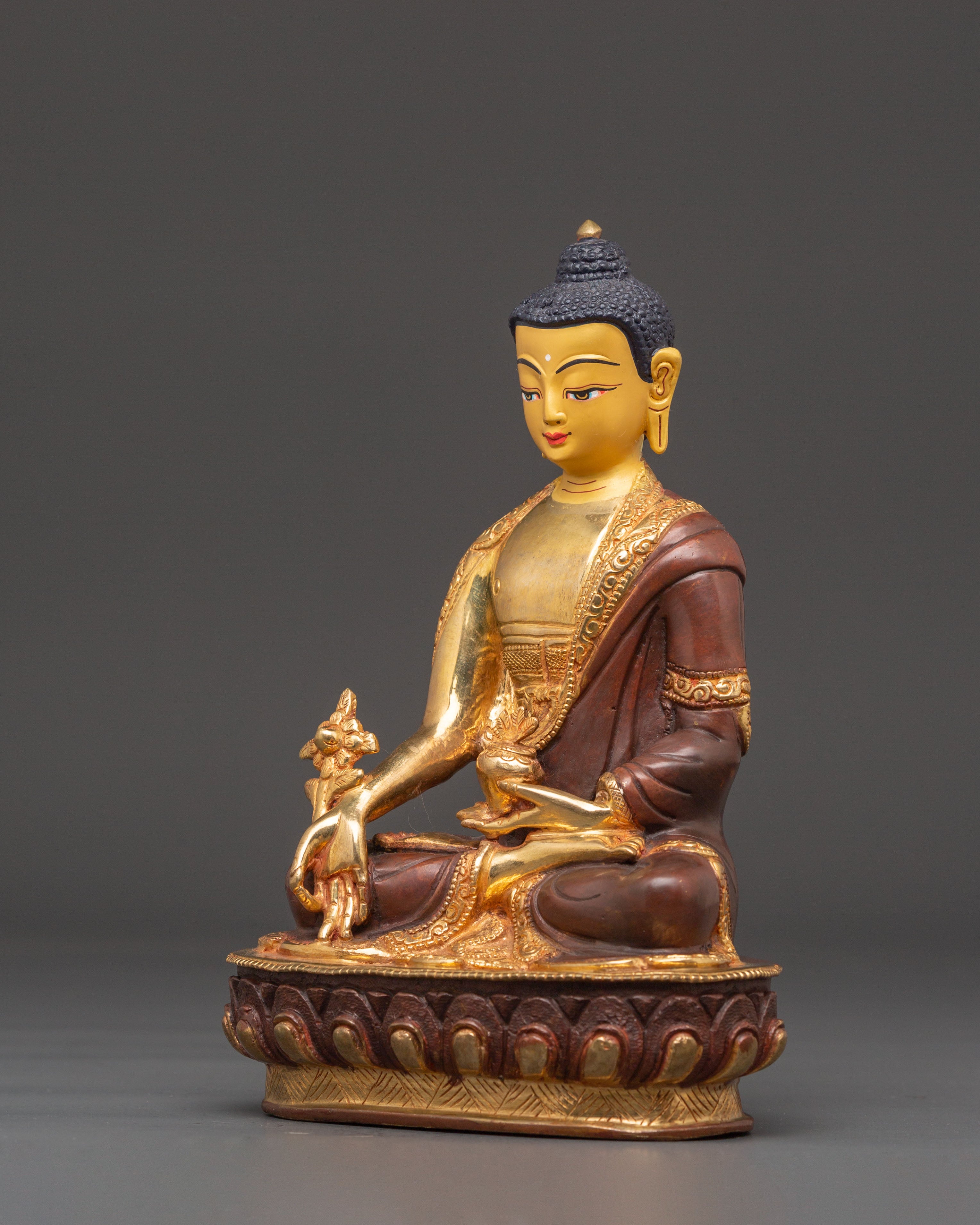 24K Gold Glided Statue Of Healing Buddha | Peaceful Statue
