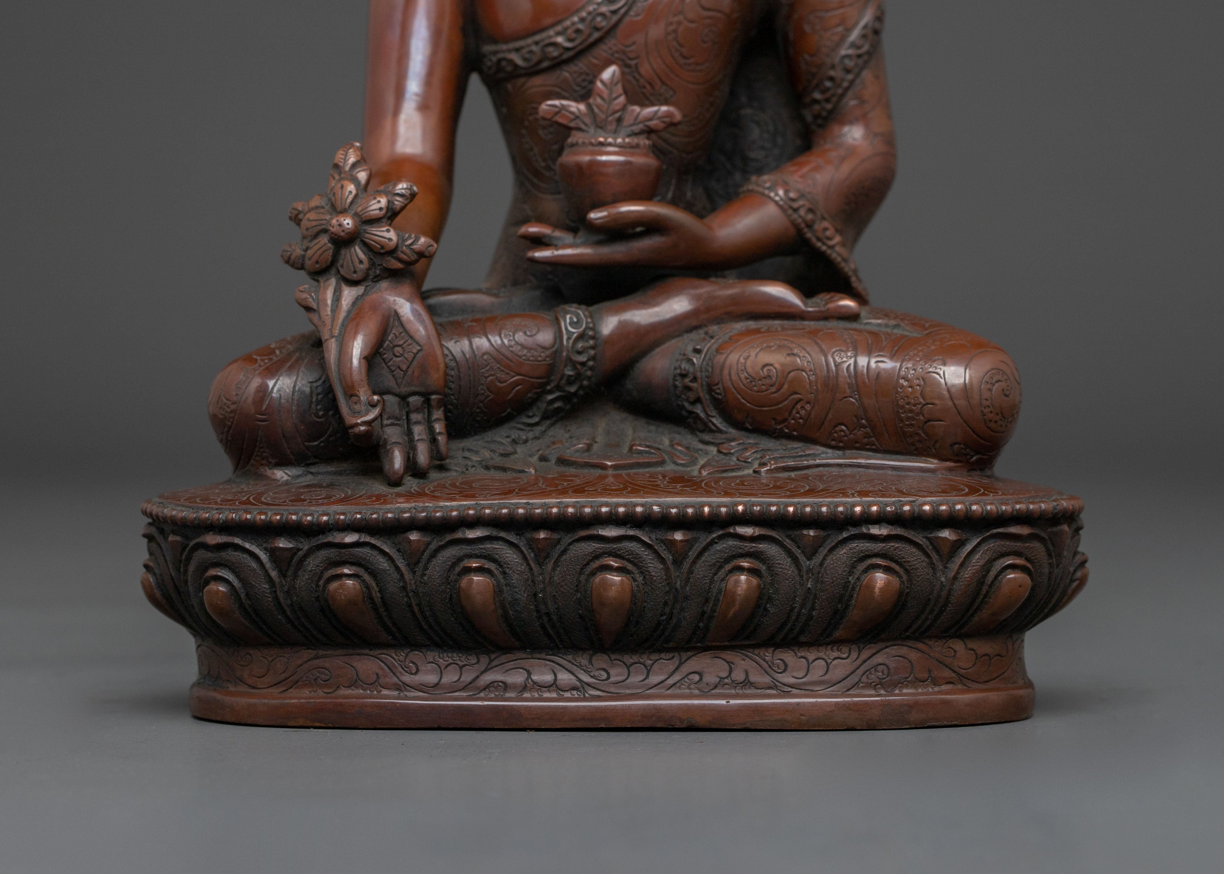 Bhaisajyaguru Statue | Oxidized Copper Healing Buddha