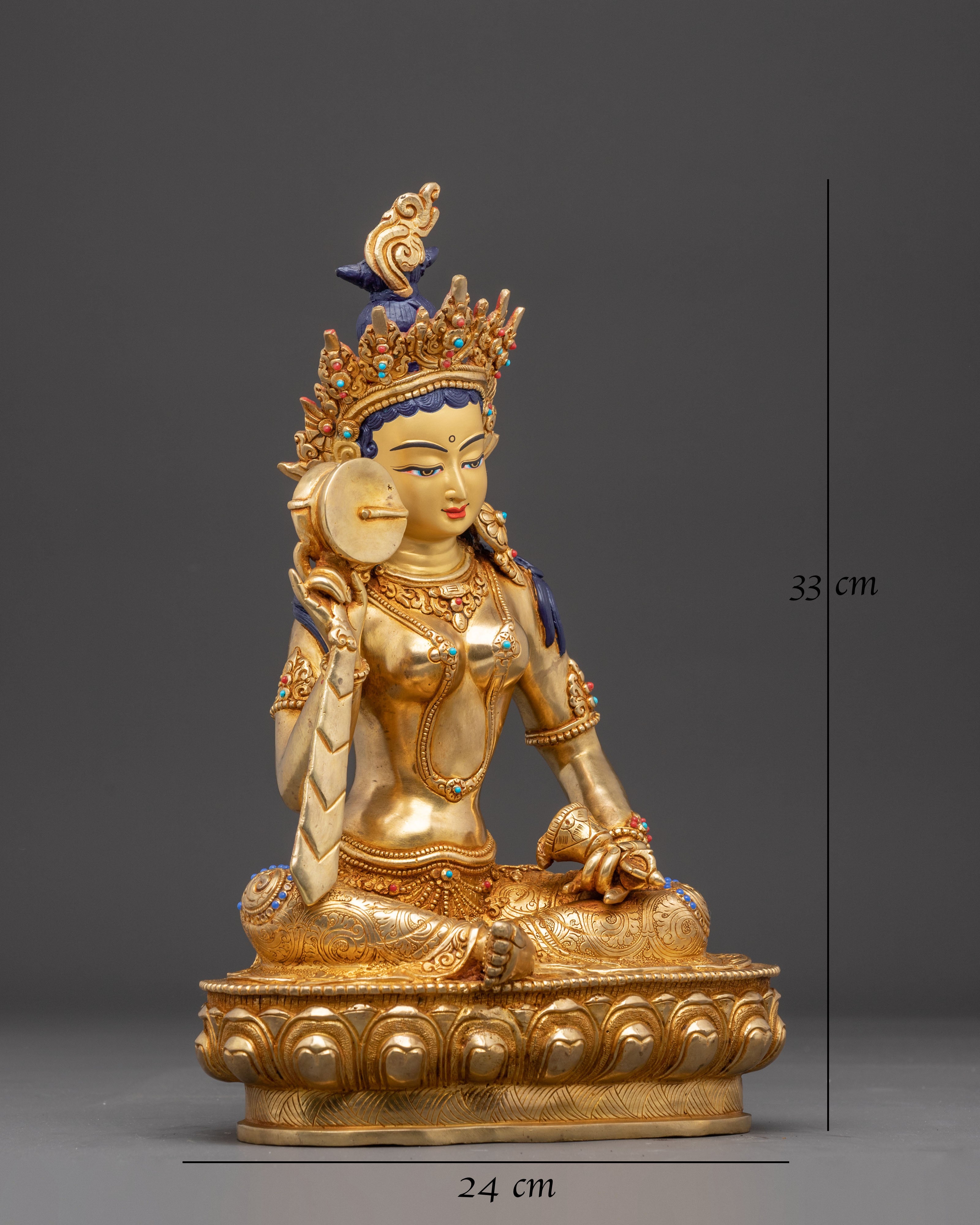 Sitting Machig Labdron Statue: Tibetan Master of Chod