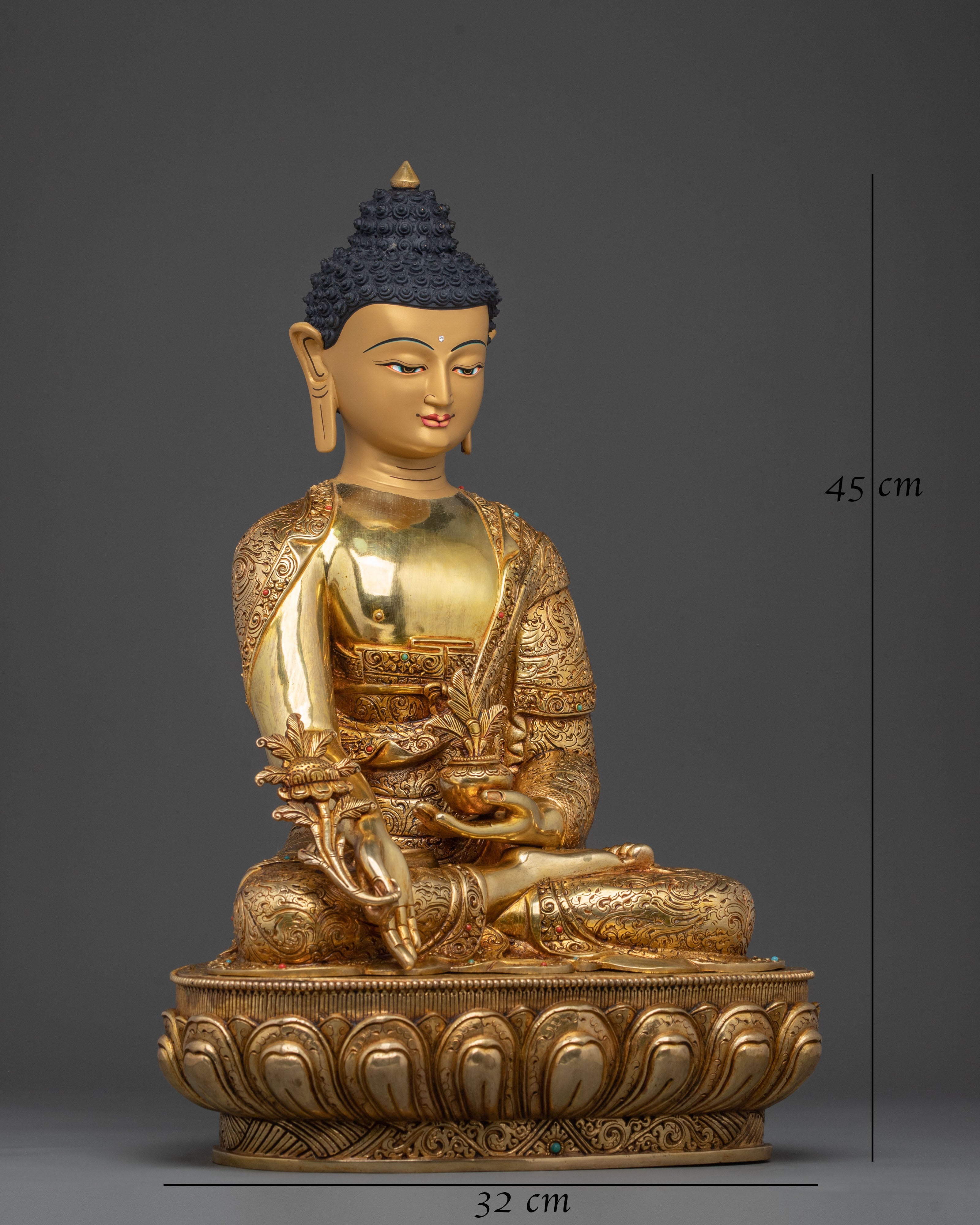 Medicine Buddha Golden Statue | Spiritual Healing