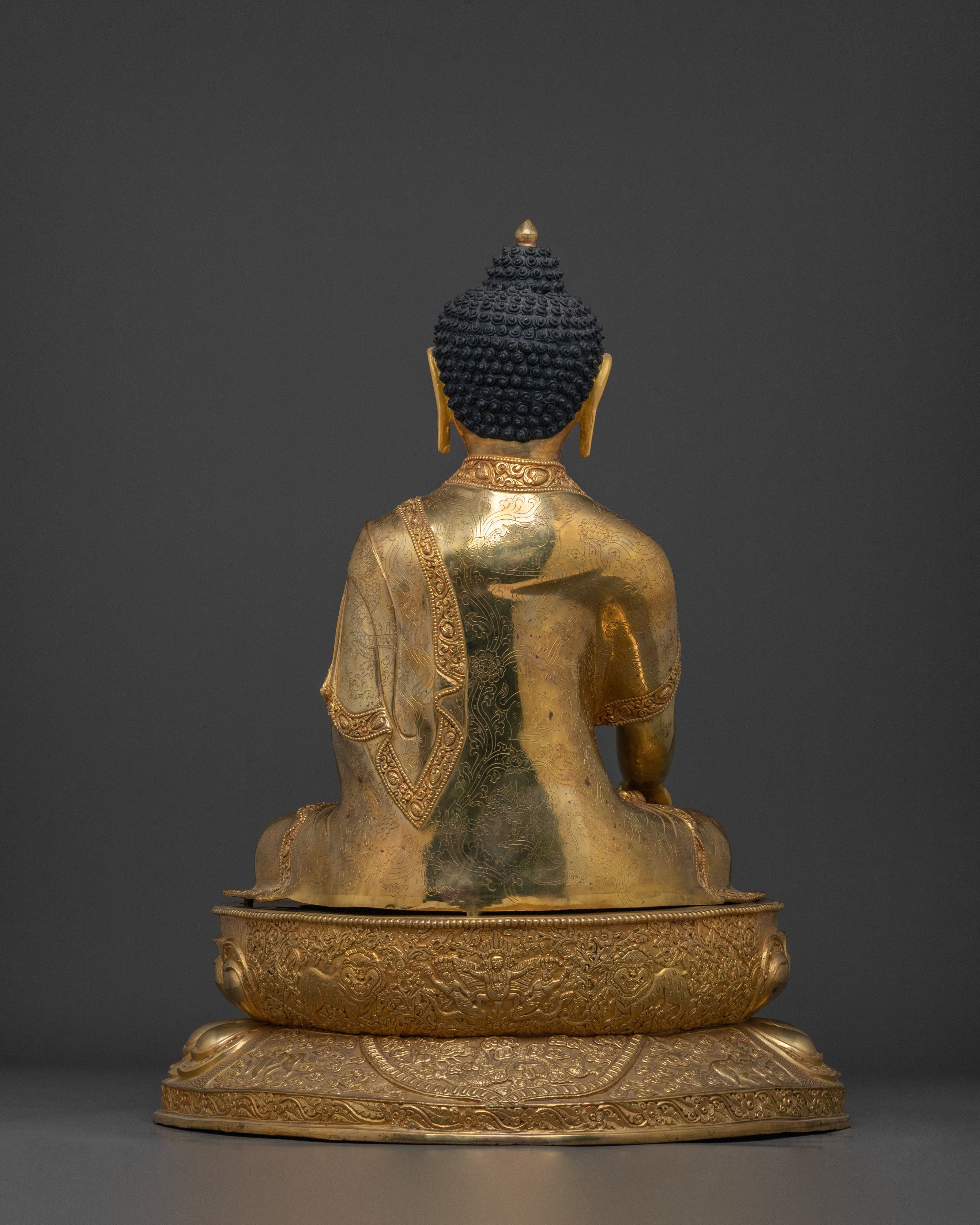 Dharma Teacher Shakyamuni Buddha Sculpture with 24K Gold Gliding