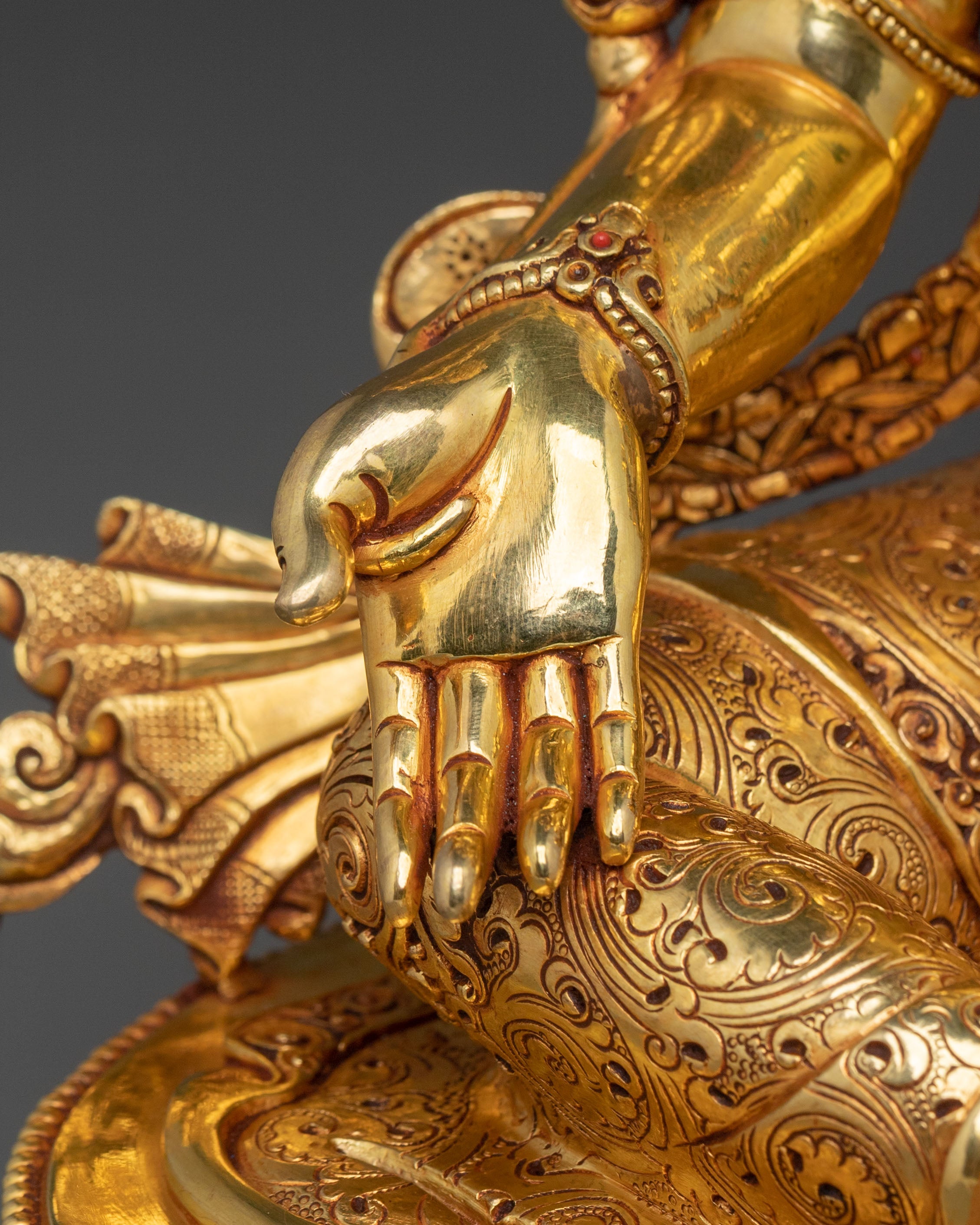 Green Tara 24K Gold Gilded Figurine | Buddhist Guardian