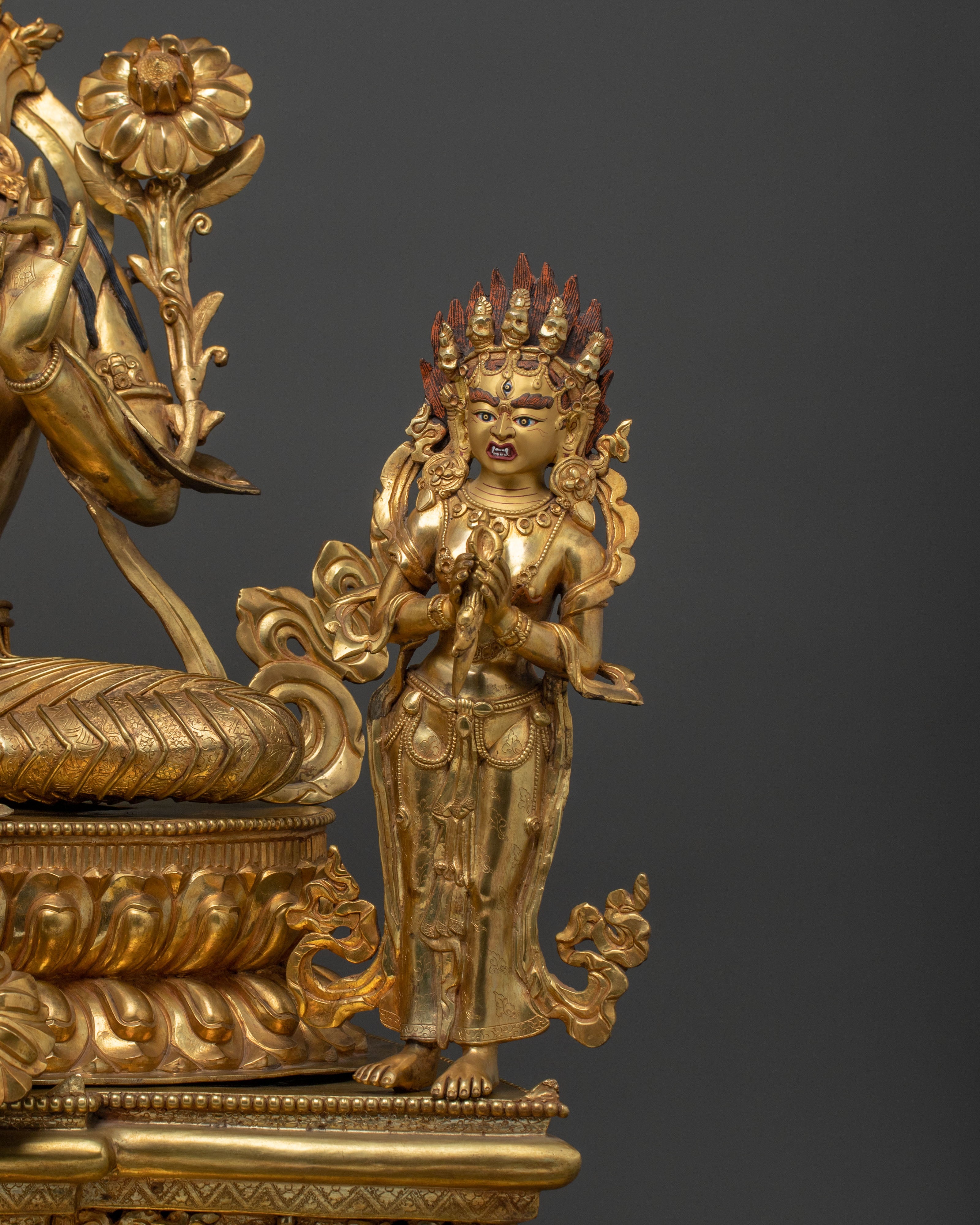 Green Tara On Throne: Goddess of Compassion, Healing & Protection
