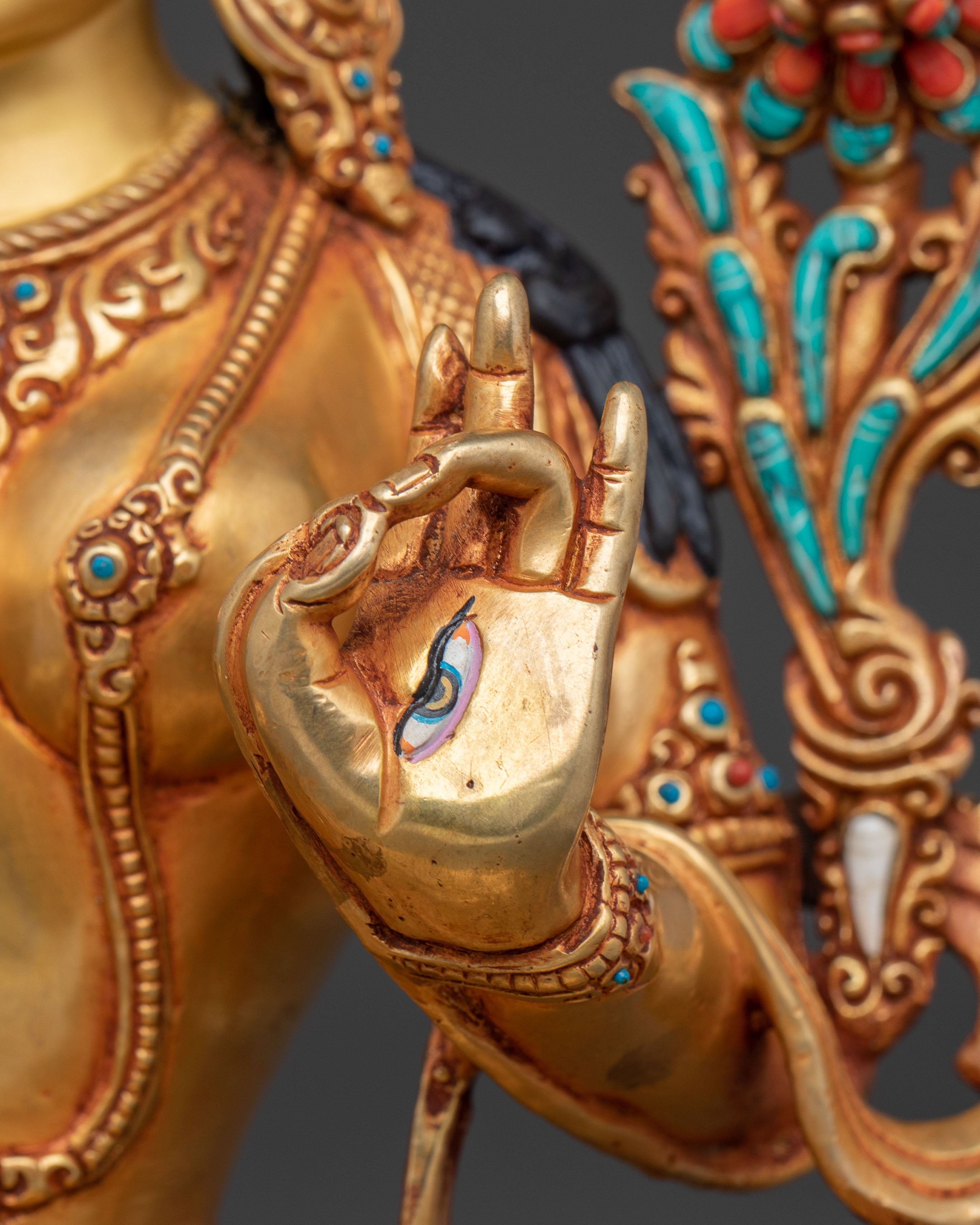 White Tara Statue Guardian of Wellness: Hand-Gilded Copper