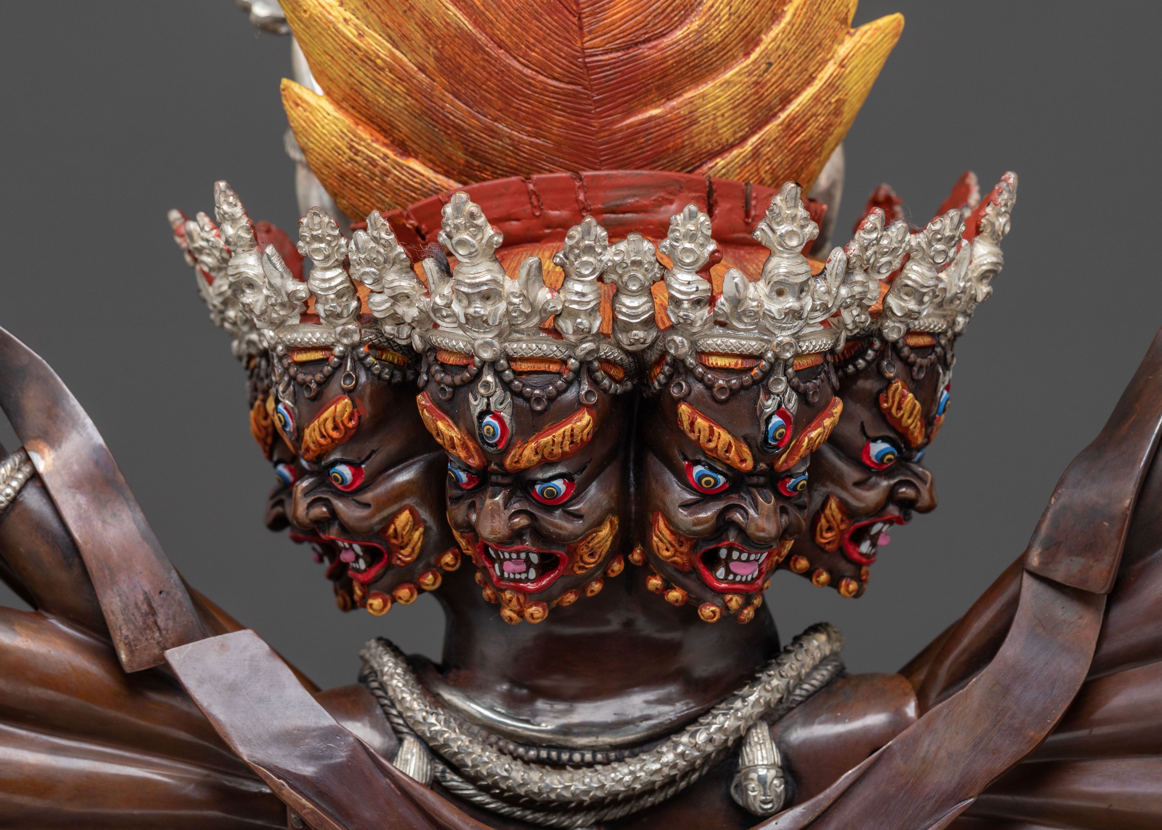 Oxidized Copper Yamantaka Statue | Buddhist Altar Decor
