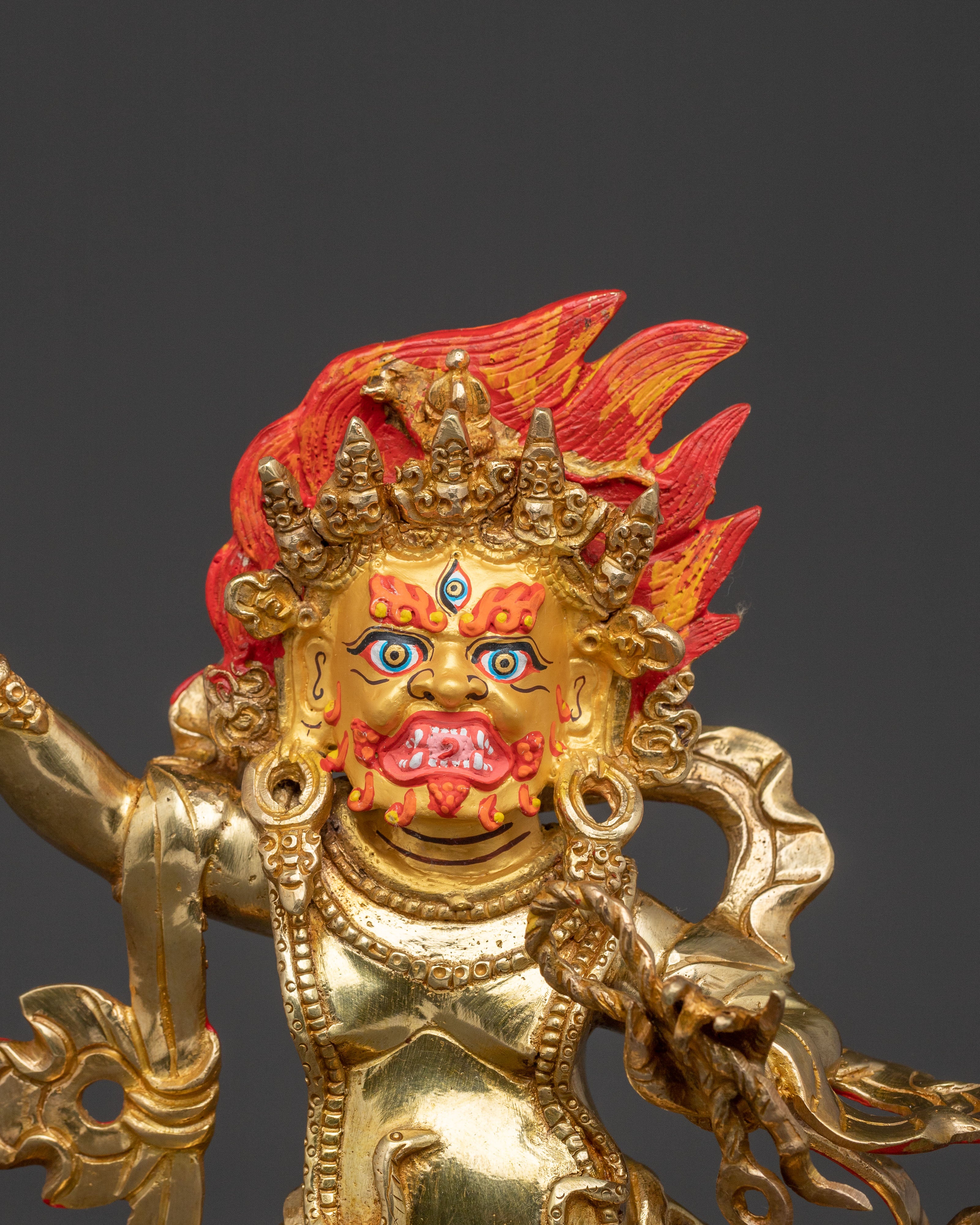 Handcrafted Vajrapani Spiritual Statue - 24K Gold Gilded