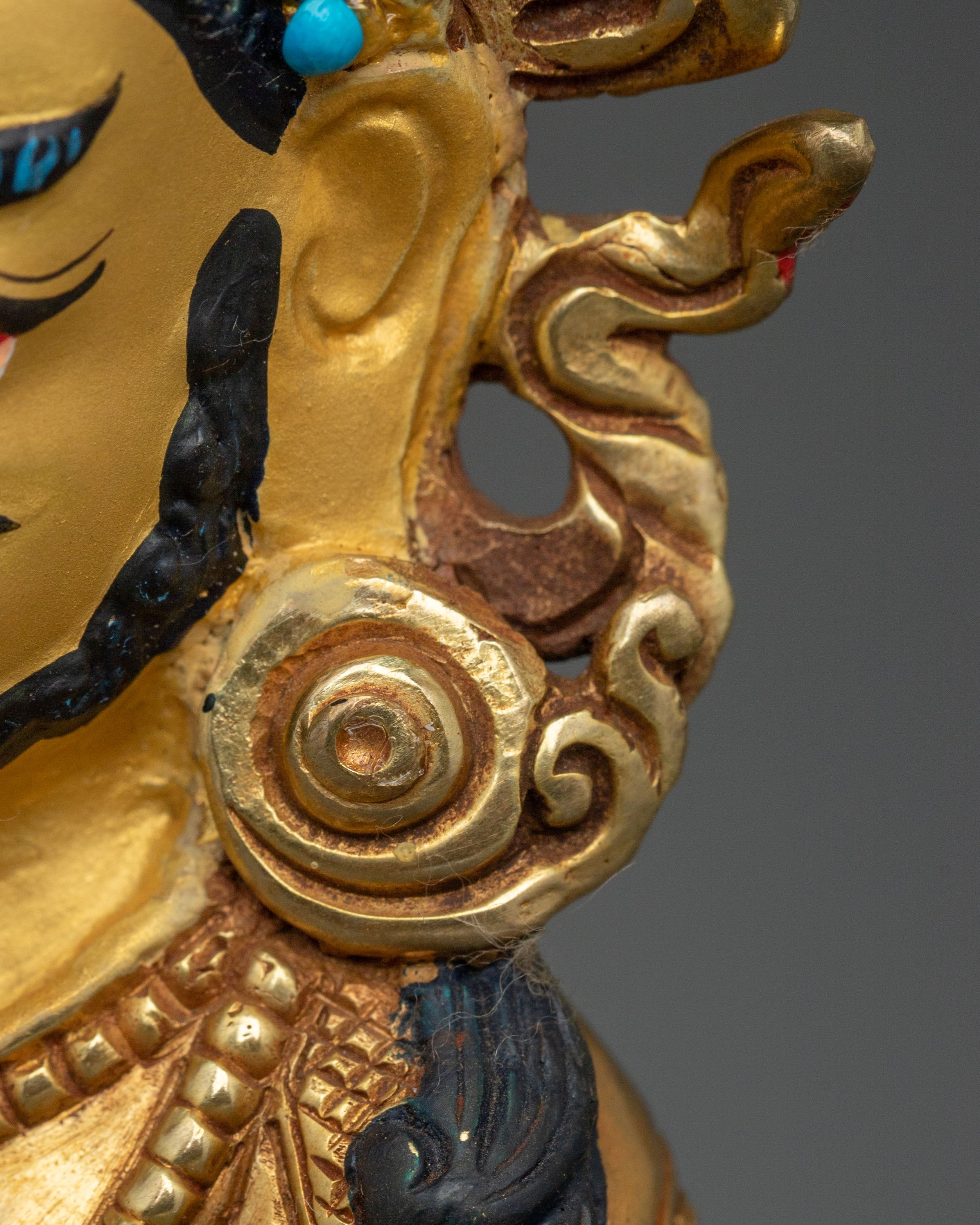 Dzambhala Fire Gold Gilded Statue | Wealth God