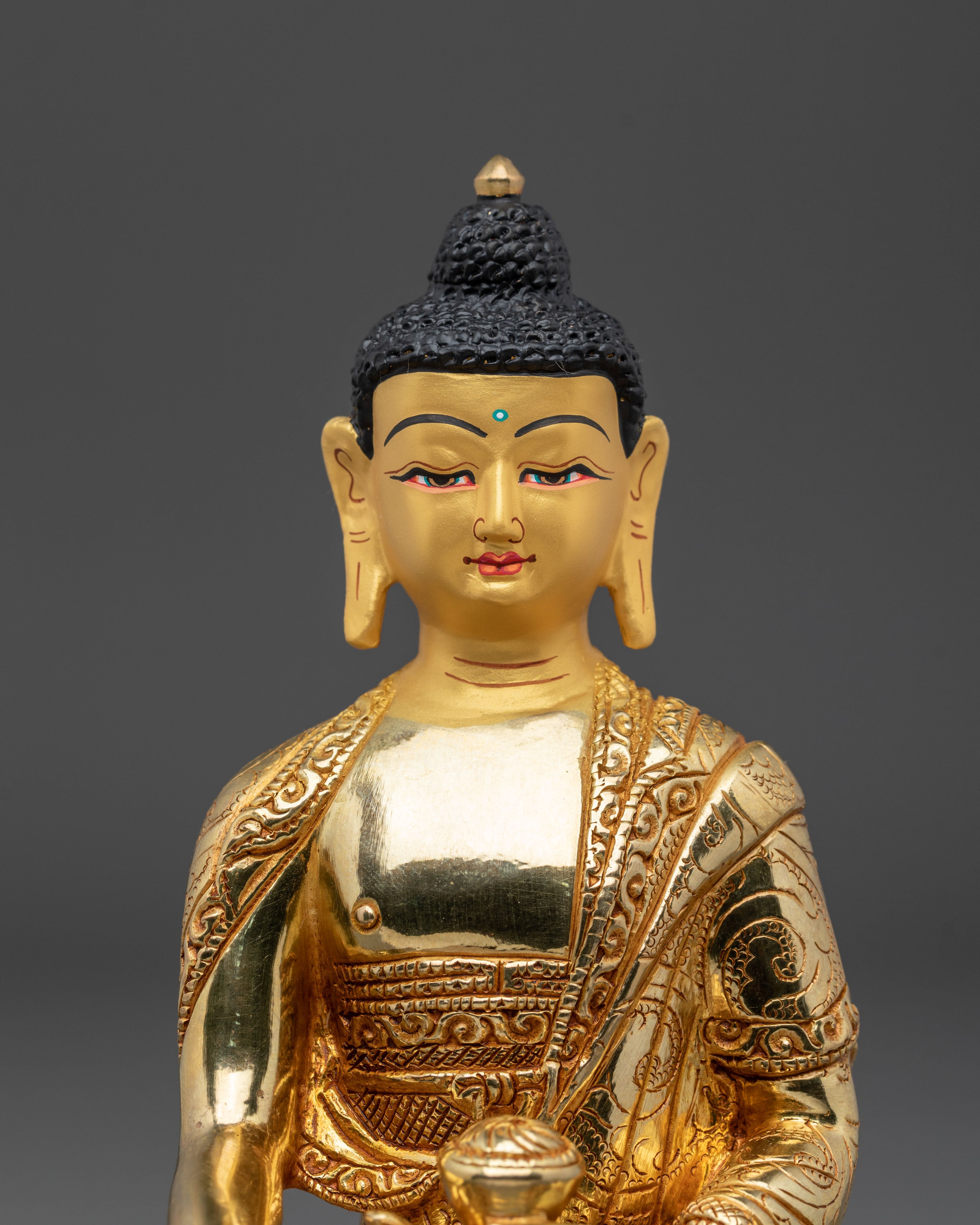 Shakyamuni Buddha Buddhist Sage Sculpture | 24K Gold Gilded
