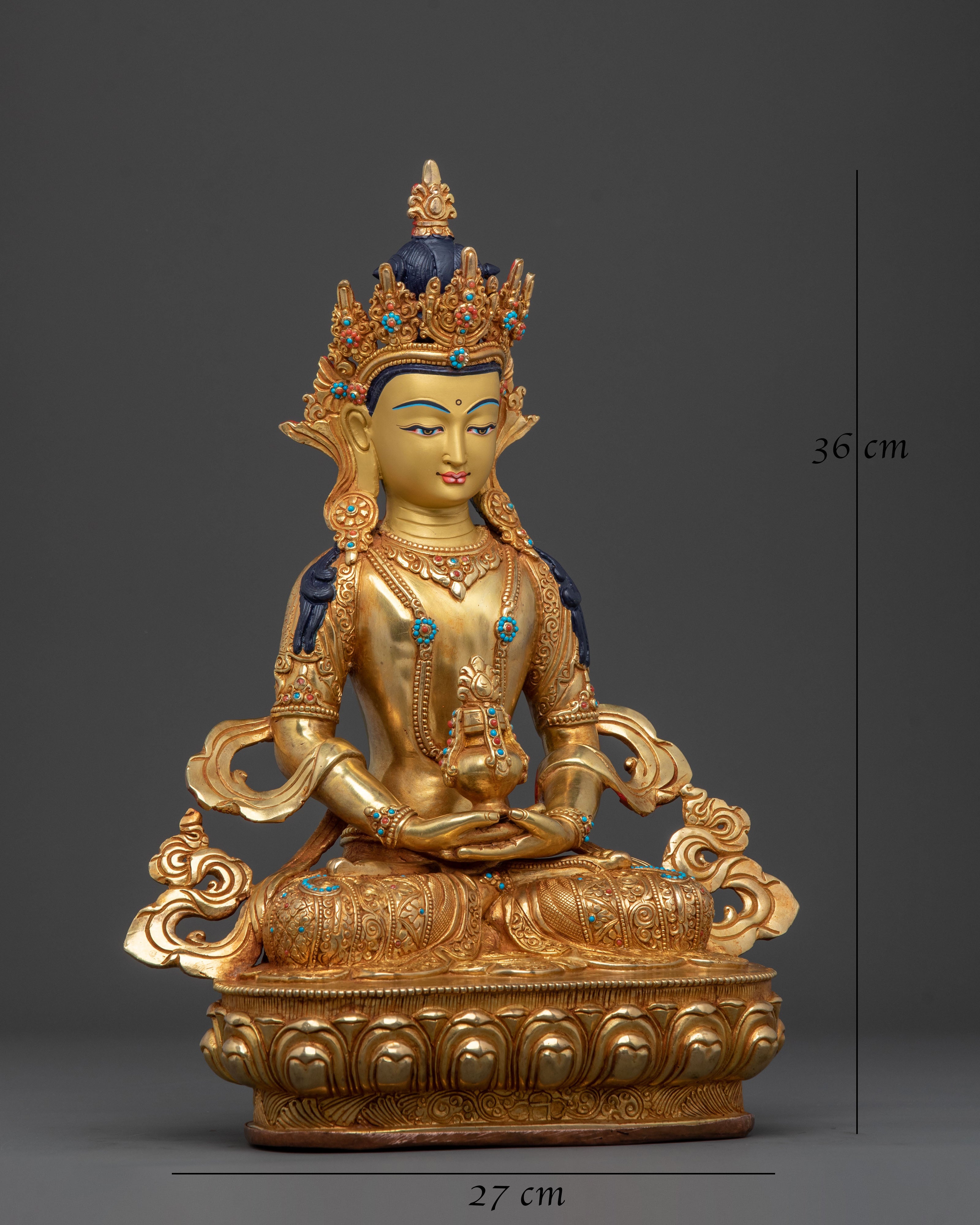 Amitayus 24k Gold Gilded Statue | Deity of Long Life