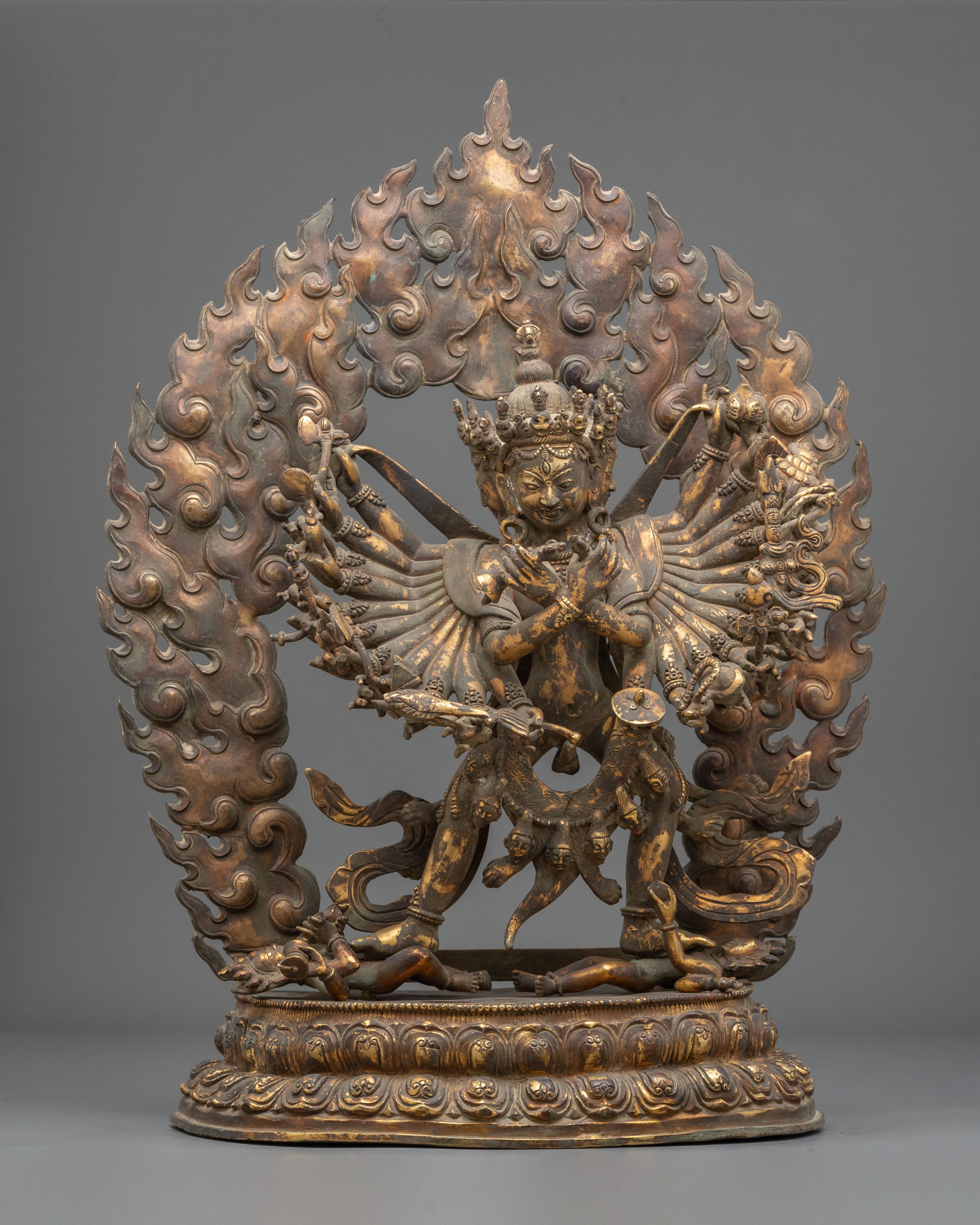 Kalachakra Sacred Statue | Antique Finish Copper Vajrayana Sculpture