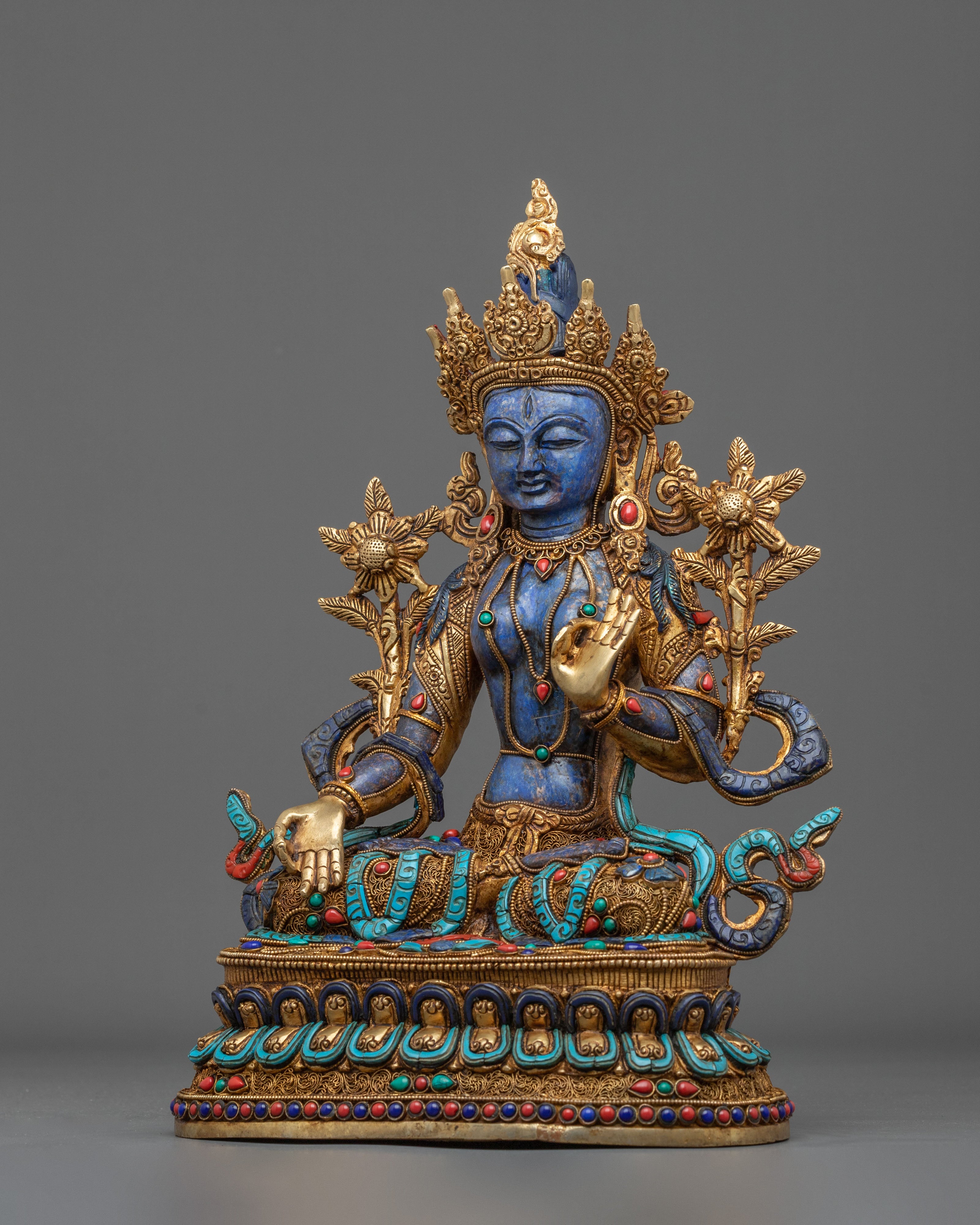 White Tara Gold & Acrylic Painted Statue | Home Decor