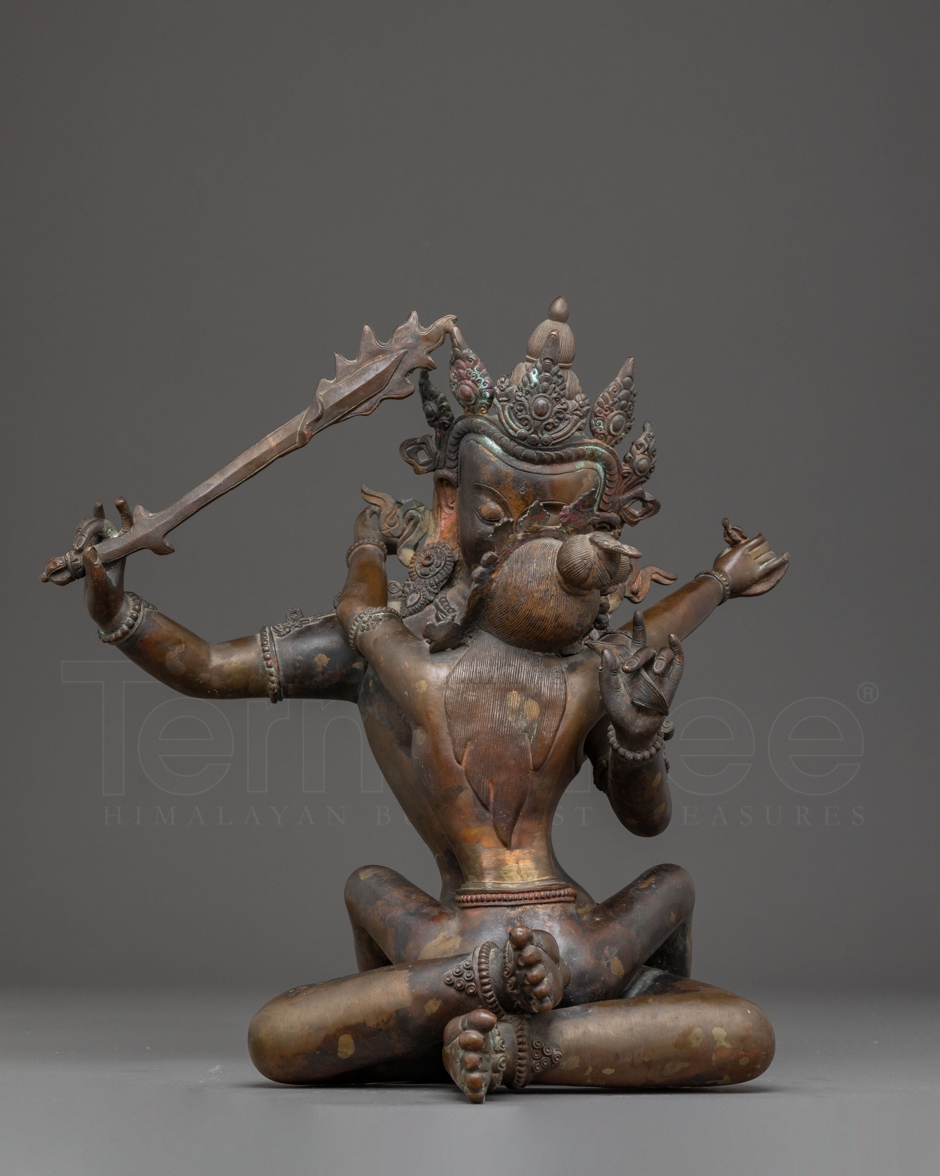 Handmade Manjushri with Consort Oxidized Statue – Ancient Wisdom Sculpture