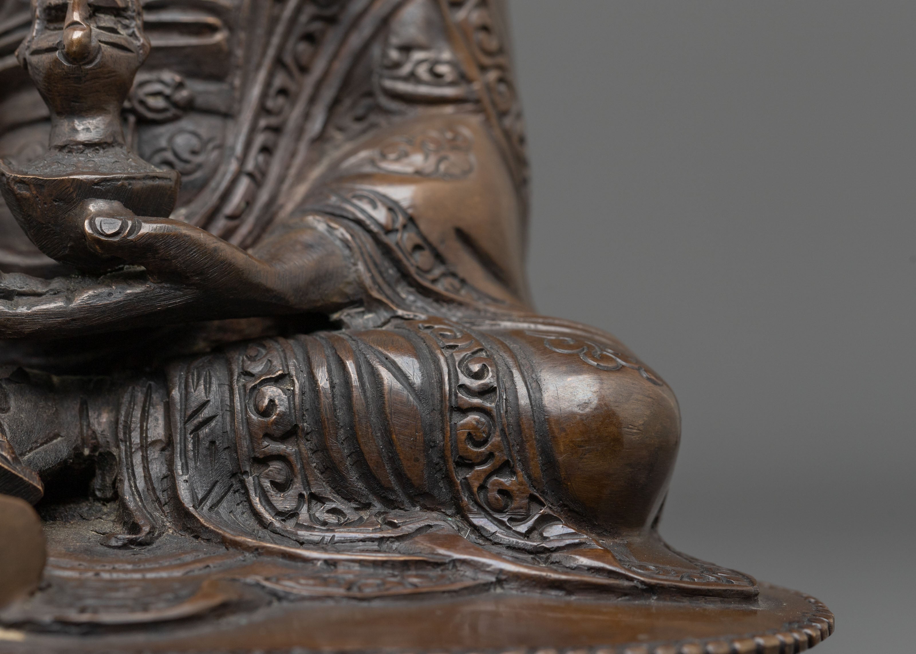 Handmade Padmasambhava Buddhist Statue in Oxidized Copper