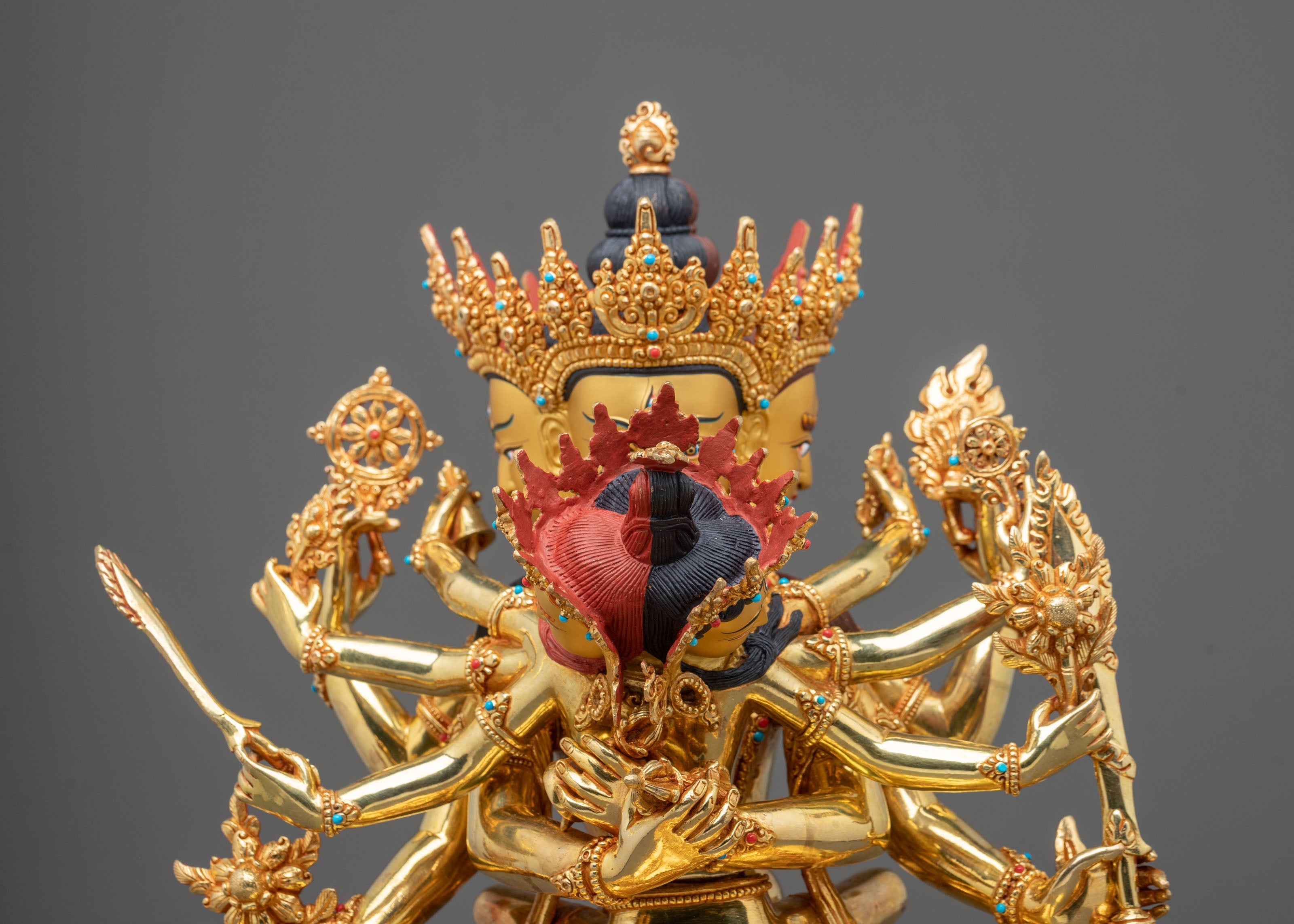 Guhyasamaja Tantric Buddha Statue | 24K Gilded Copper Statue