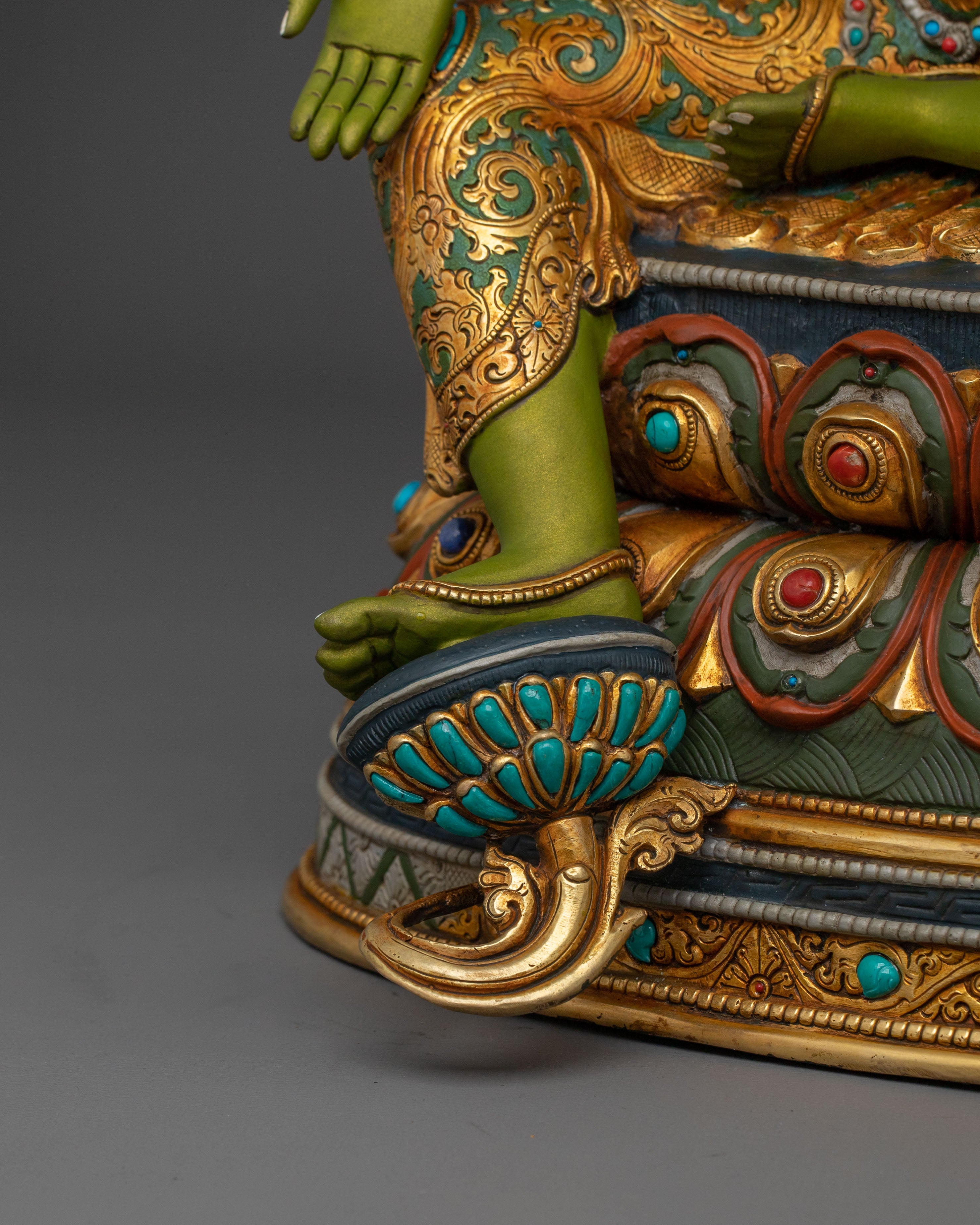 Green Tara Statue | Handcrafted 24K Gold Gilded Sculpture