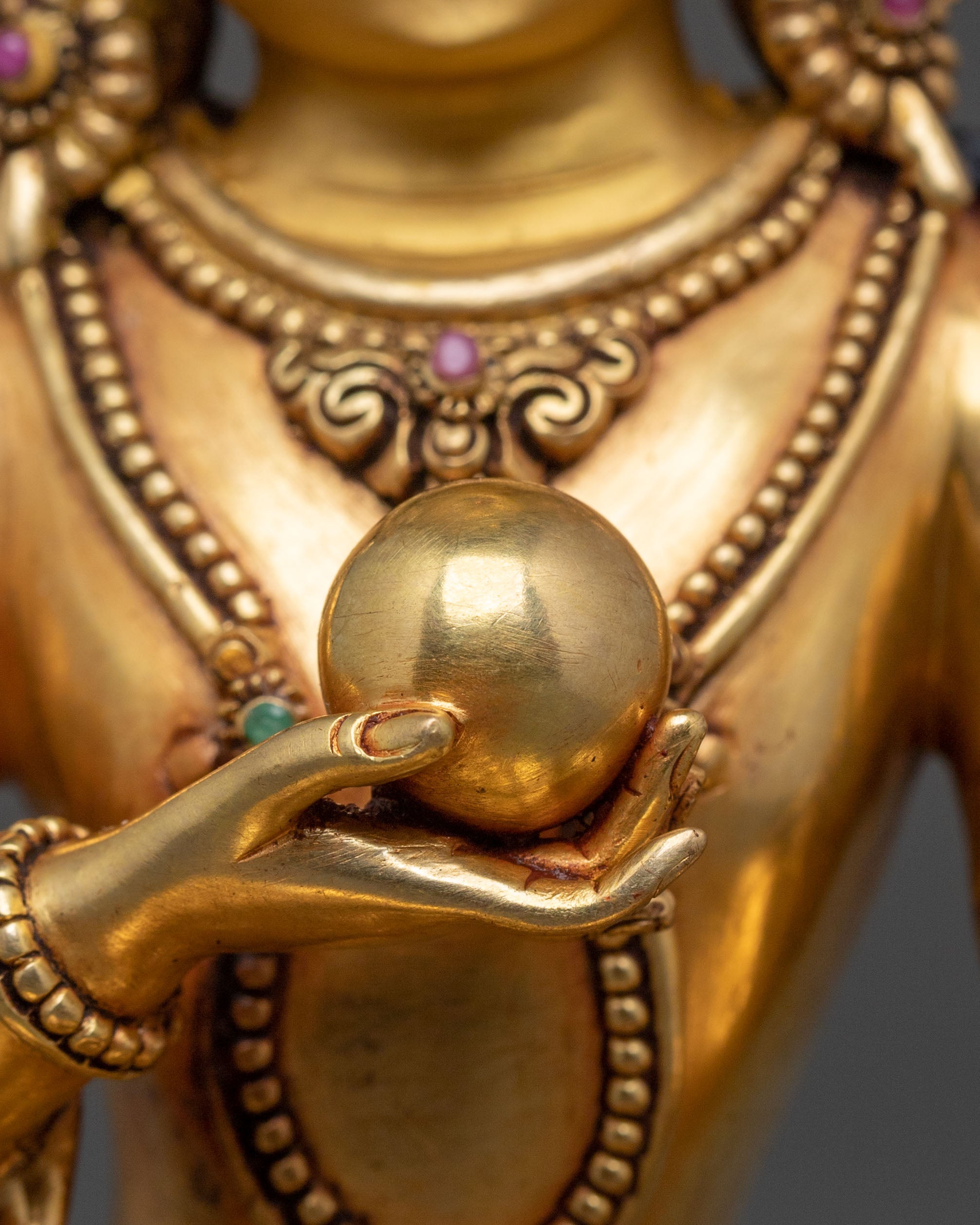 Kshitigarbha Sacred Rupa | 24K Gold Gilded Sculpture