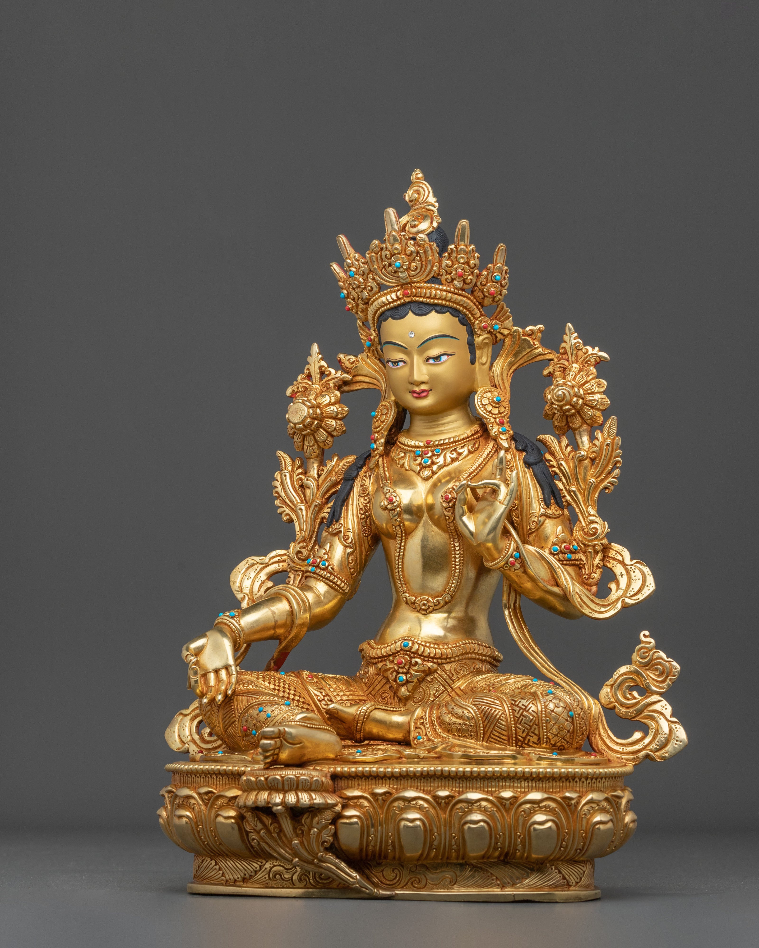 Handmade Green Tara Himalayan Sculpture | Tibetan Protector