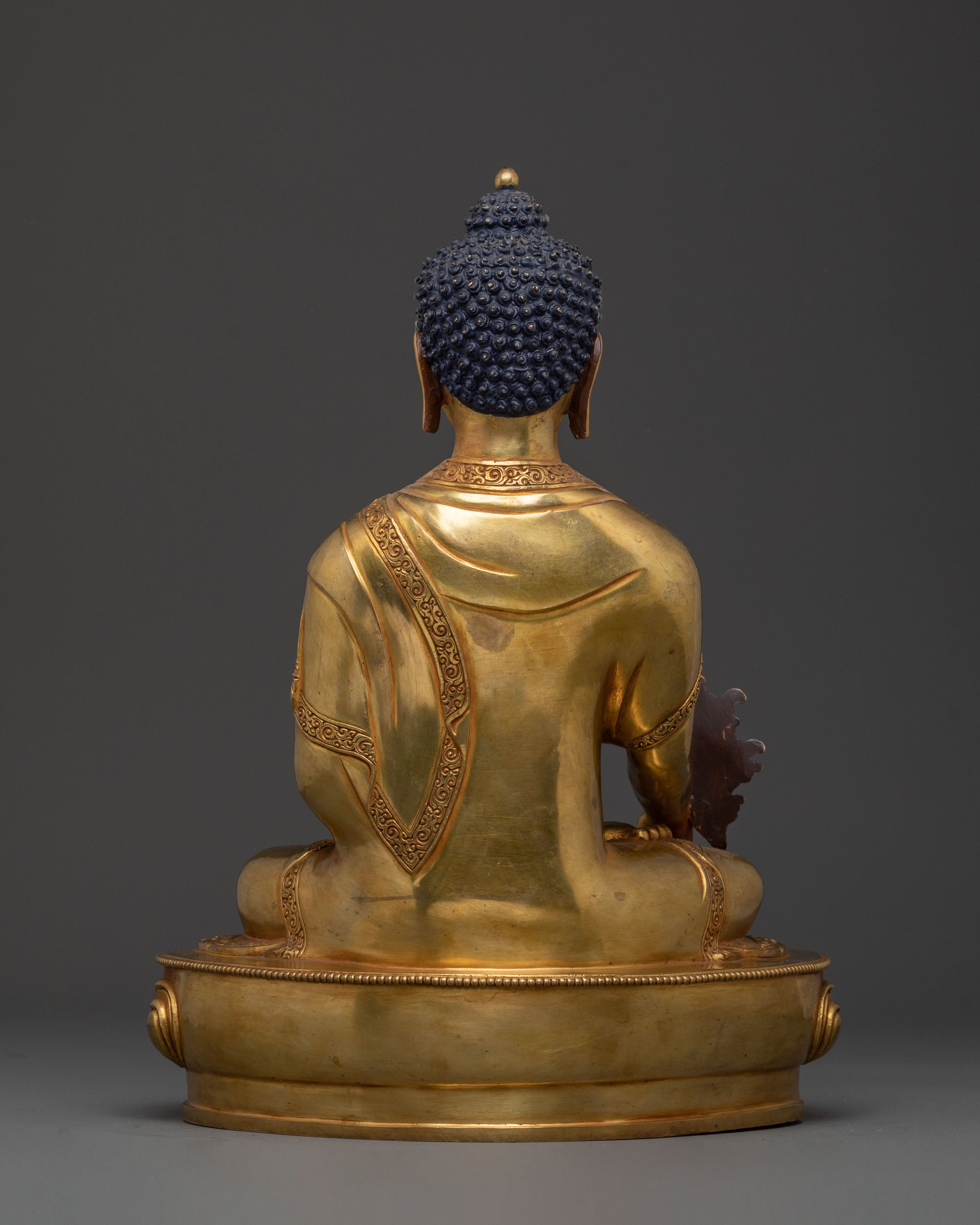 Medicine Buddha: Handcrafted 24K Golden Gilded Statue