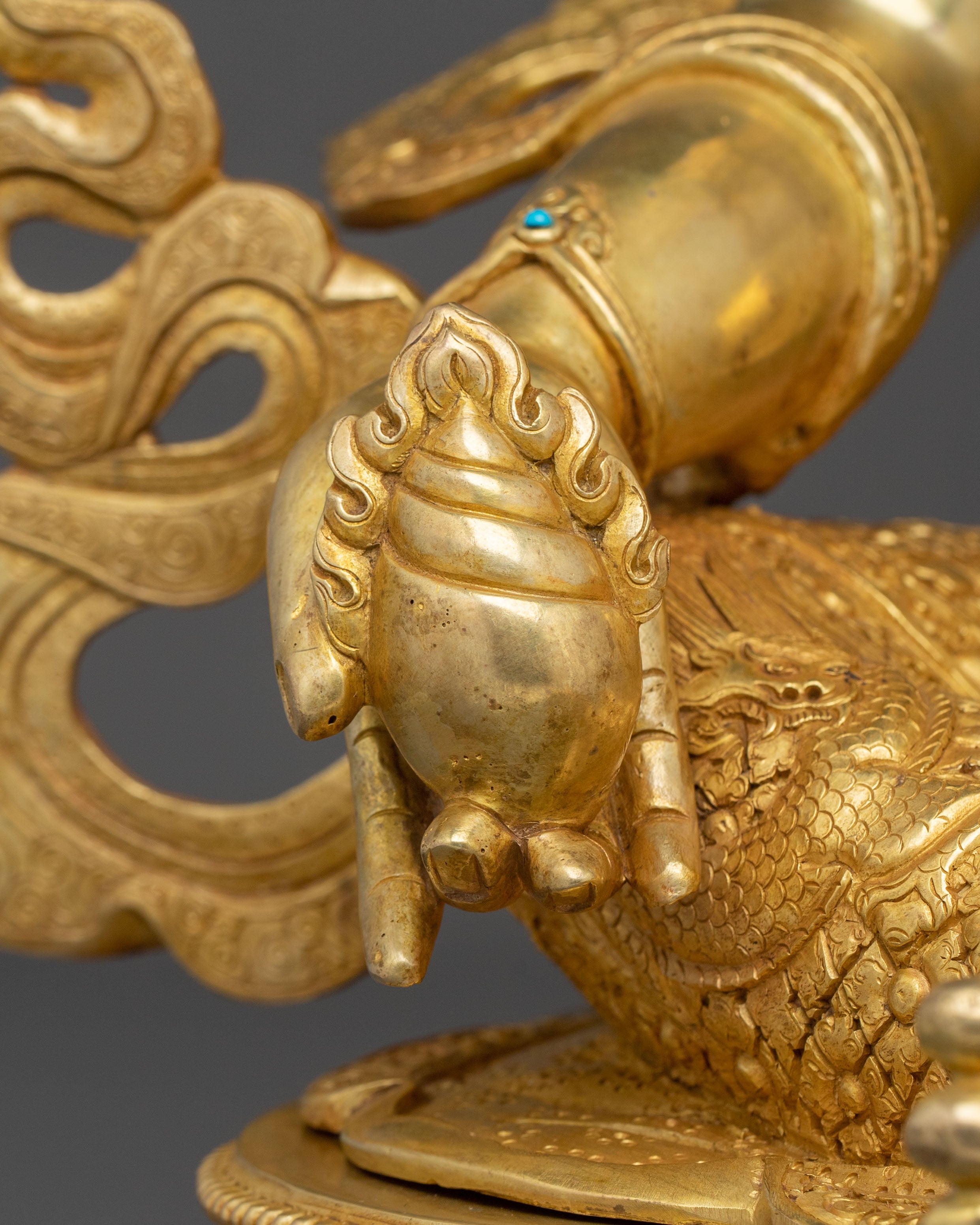 Dzambhala Sacred Statue | 24K Gold Gilded Buddhist God