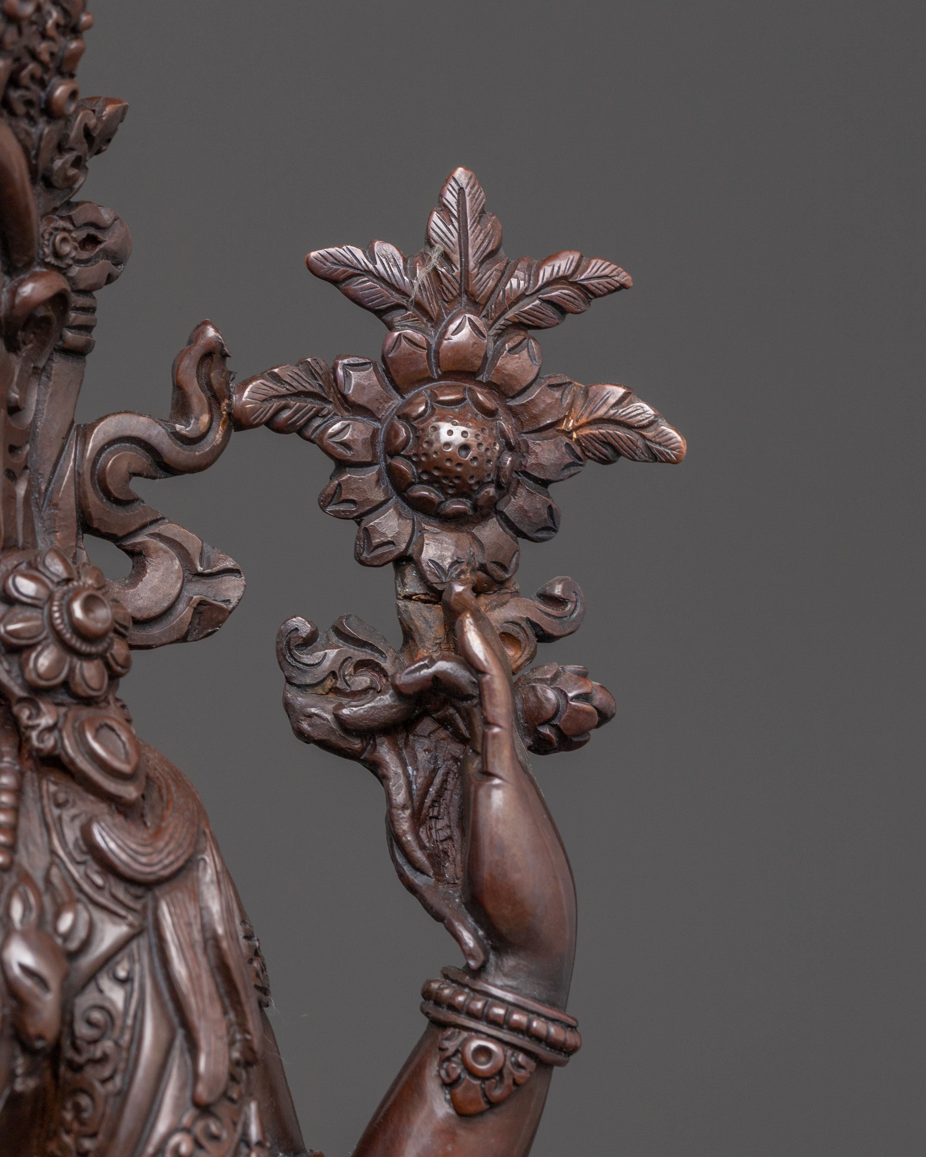 Handcrafted Oxidized Copper Chenrezig Bodhisattva Statue | Compassion Deity