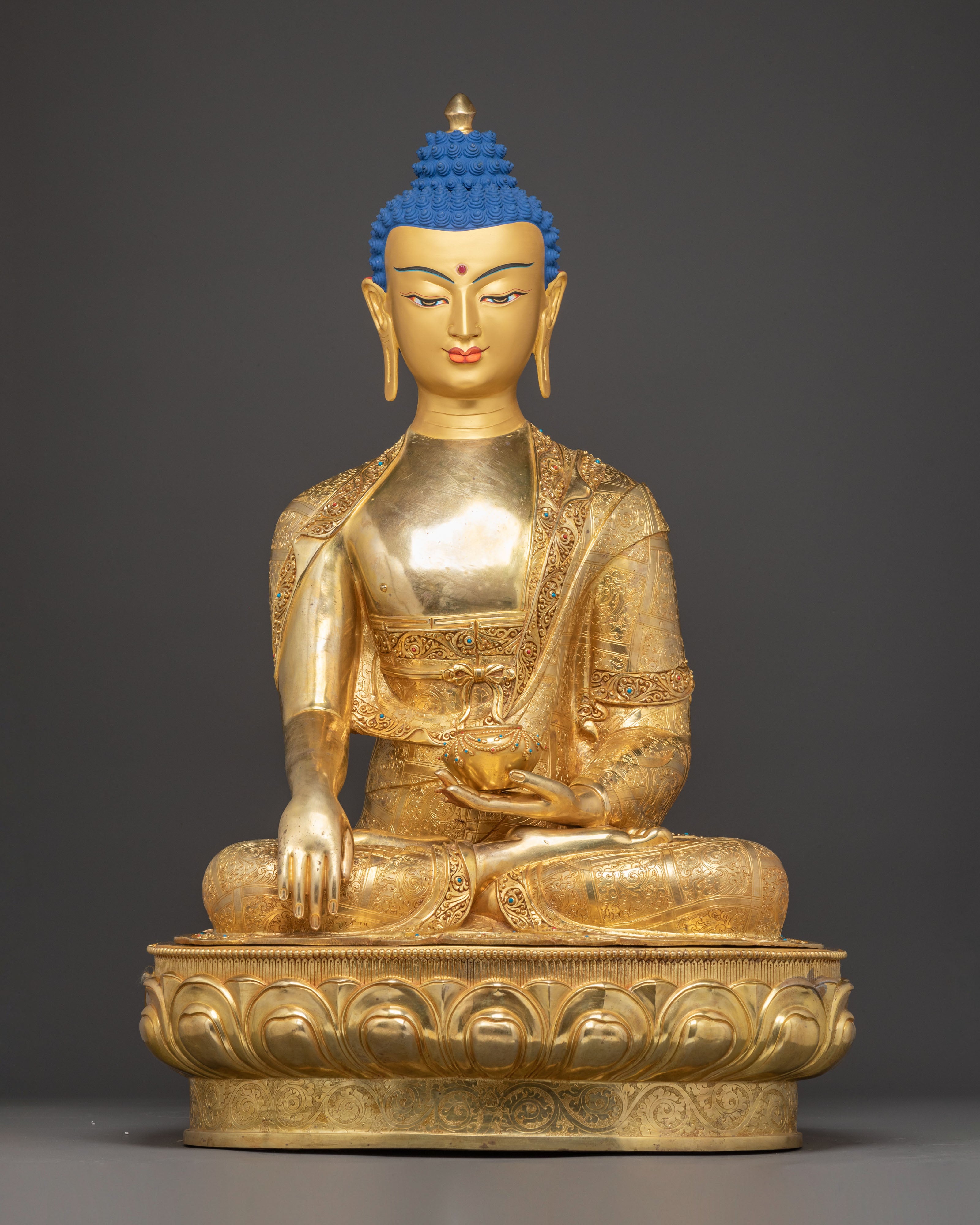 Golden Handmade Historical Shakyamuni Buddha Statue | Enlightenment Icon