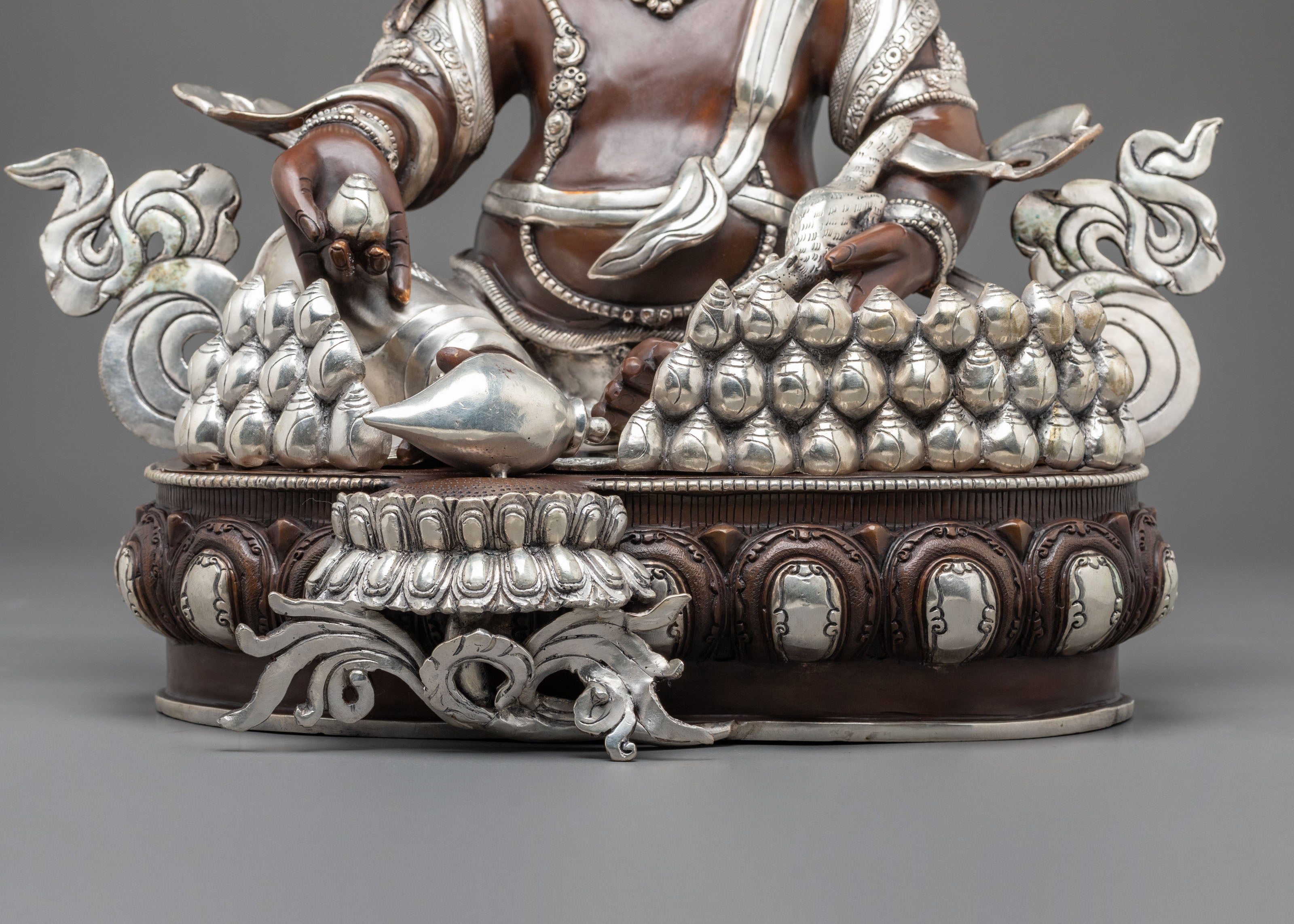 Dzambhala Altar Decoration Statue | Handcrafted Sculpture with Silver Plating