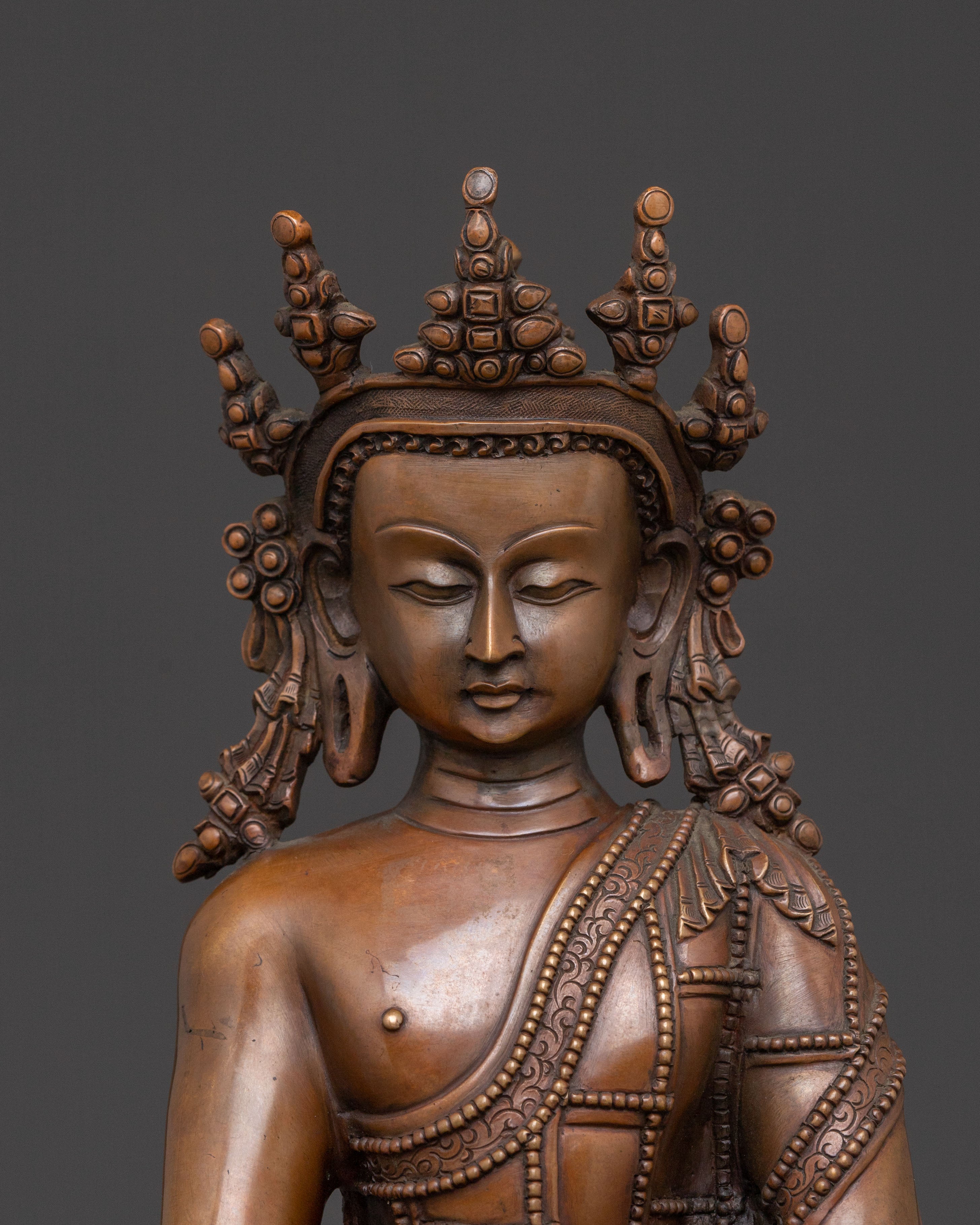 Shakyamuni Buddha Statue with Crown | Meditation Figure