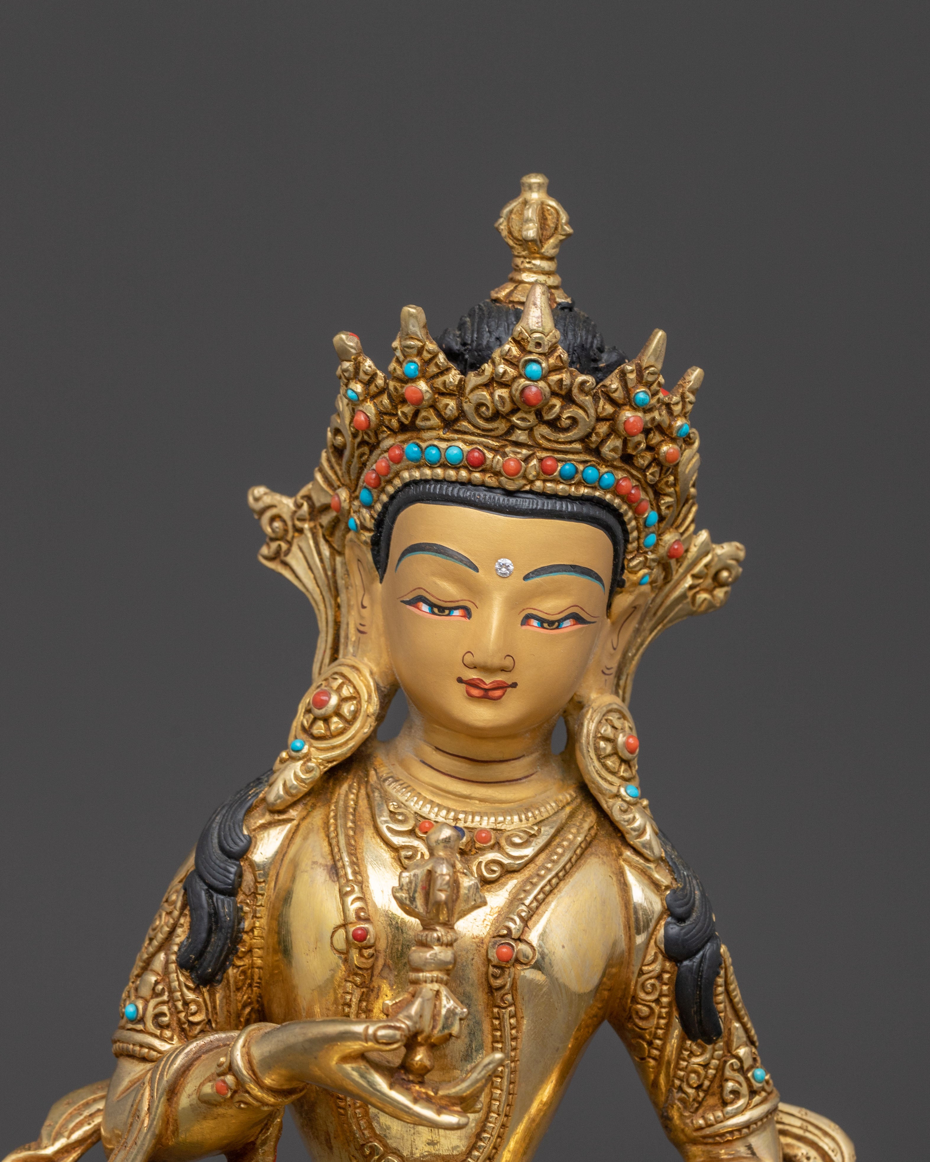 Handcrafted Holy Vajrasattva Statue – 24K Gold Gilded Copper