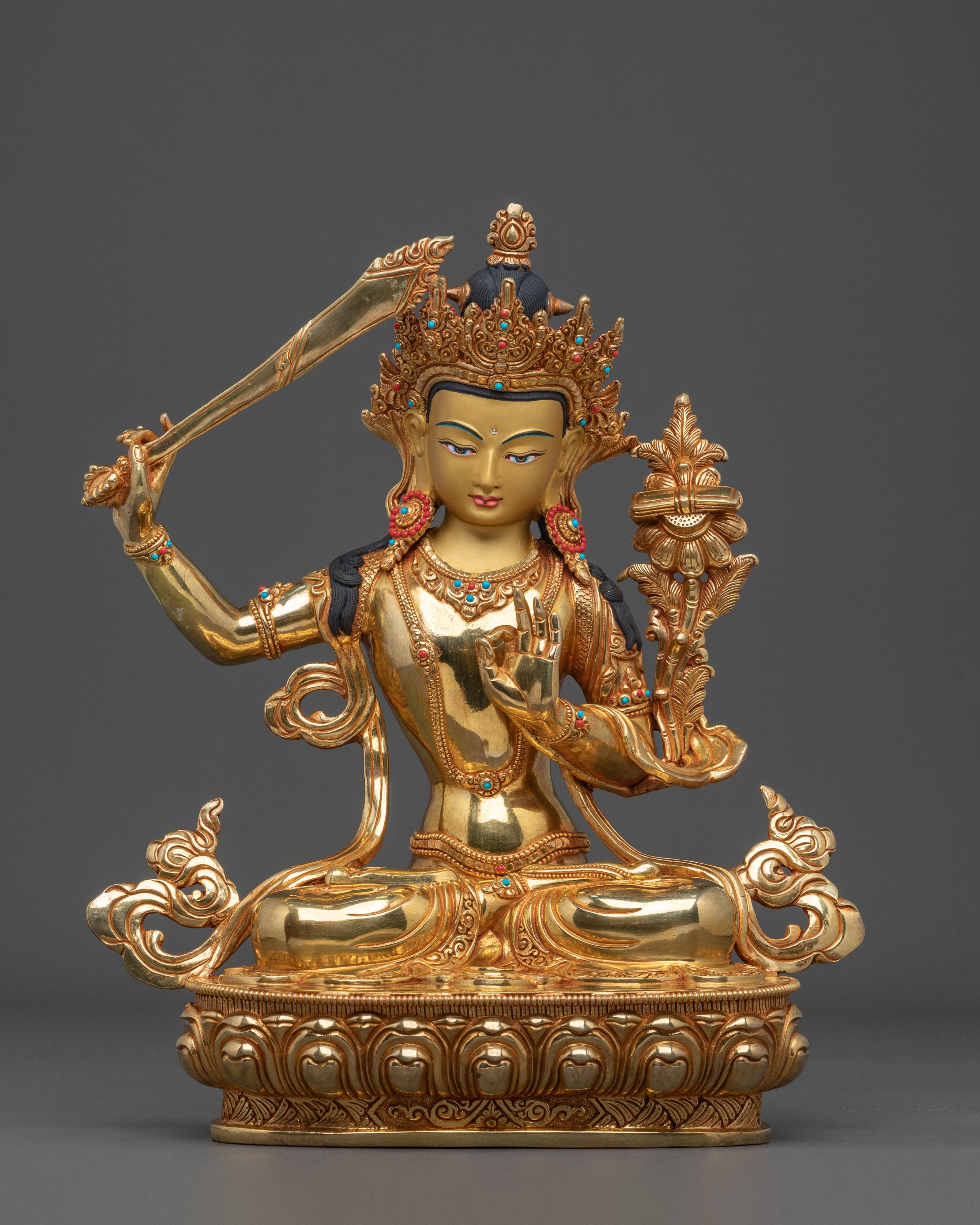 Handmade Manjughoṣa Statue | Tibetan Wisdom Deity