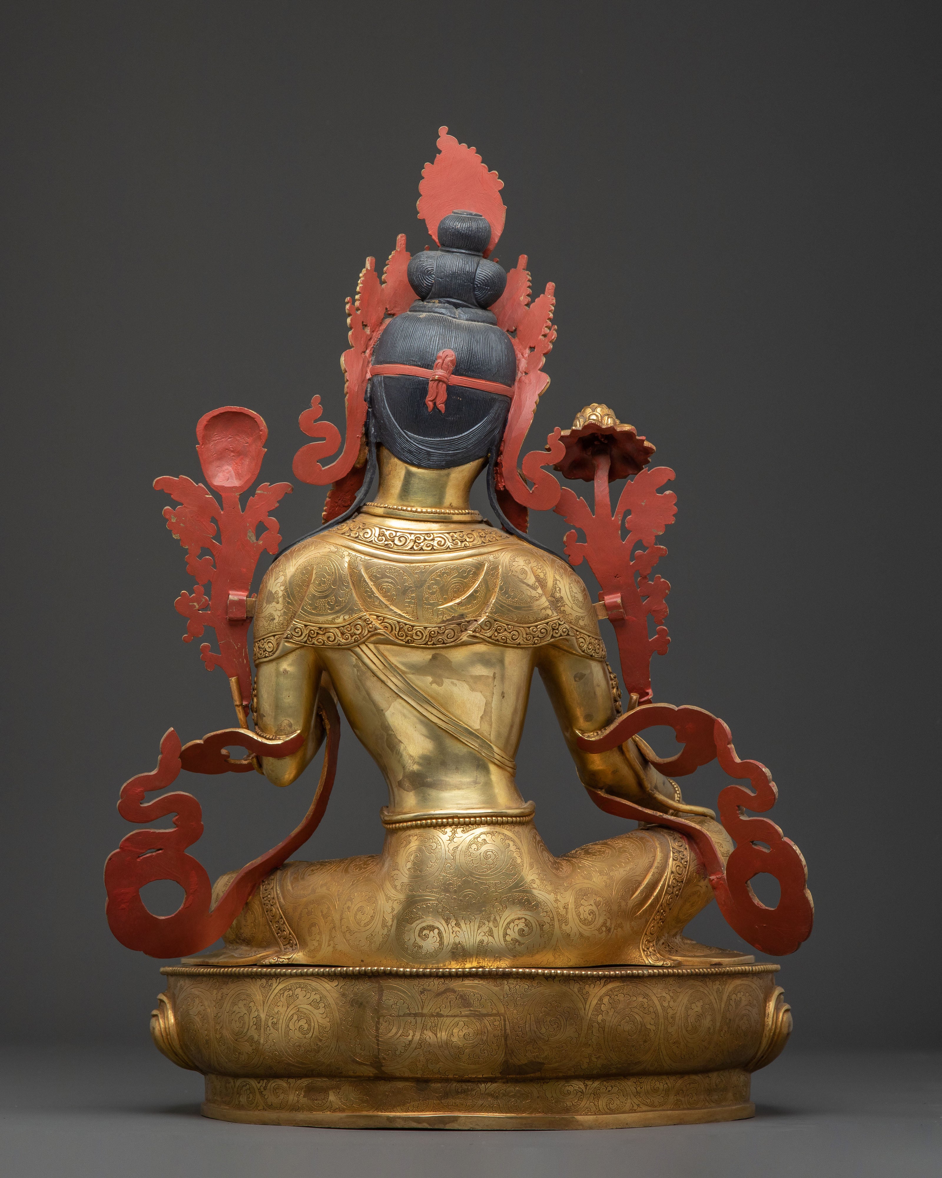 Sacred Green Tara Altar Statue – Hand-Gilded Copper