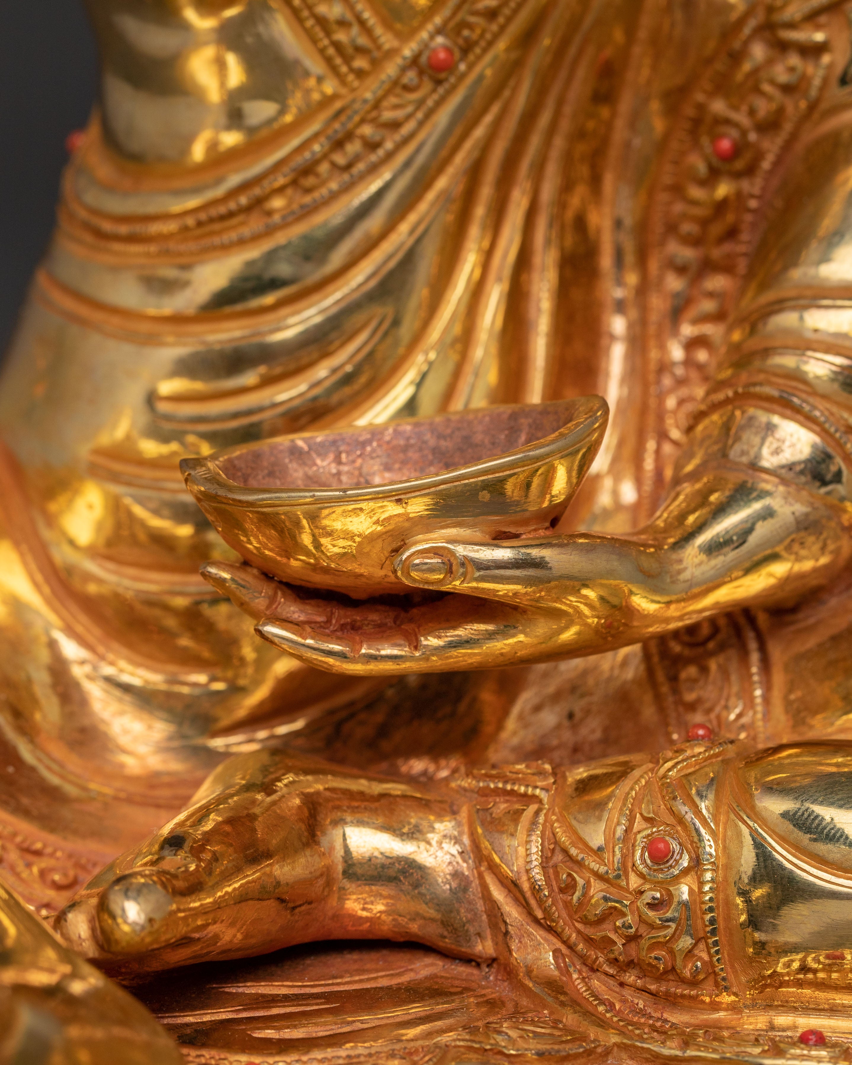 Milarepa Buddhist Statue - Handcrafted 24K Gold Gilded Copper Statue
