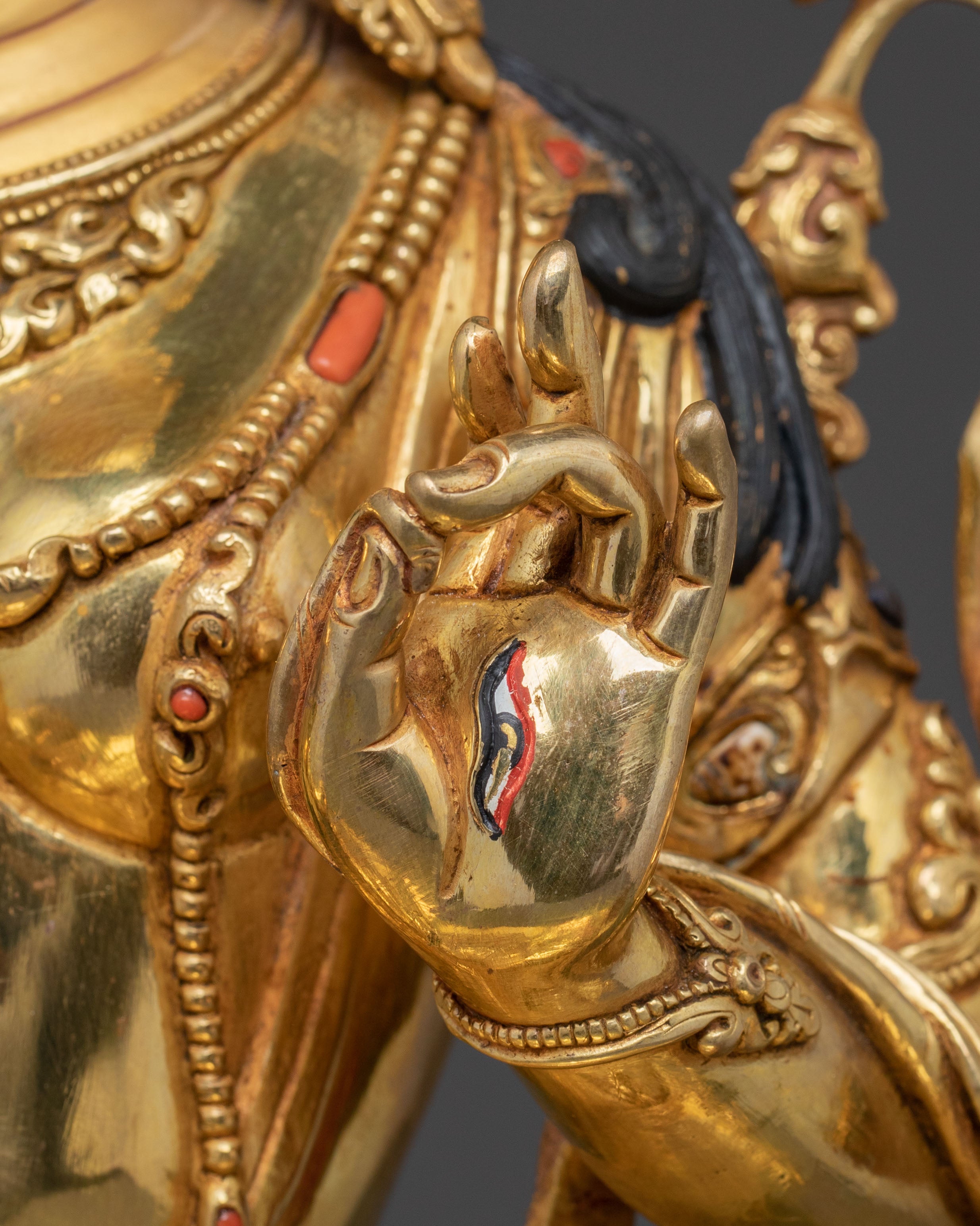 Longevity Blessing White Tara Sculpture: Hand-Gilded Copper Artistry