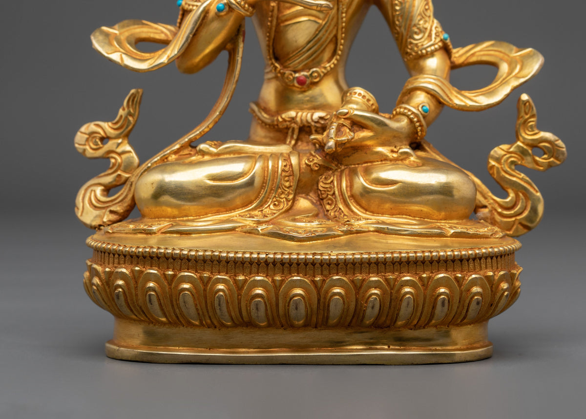 24K Gold Gilded Copper Vajrasattva Statue | Buddhist Shrine Sculpture