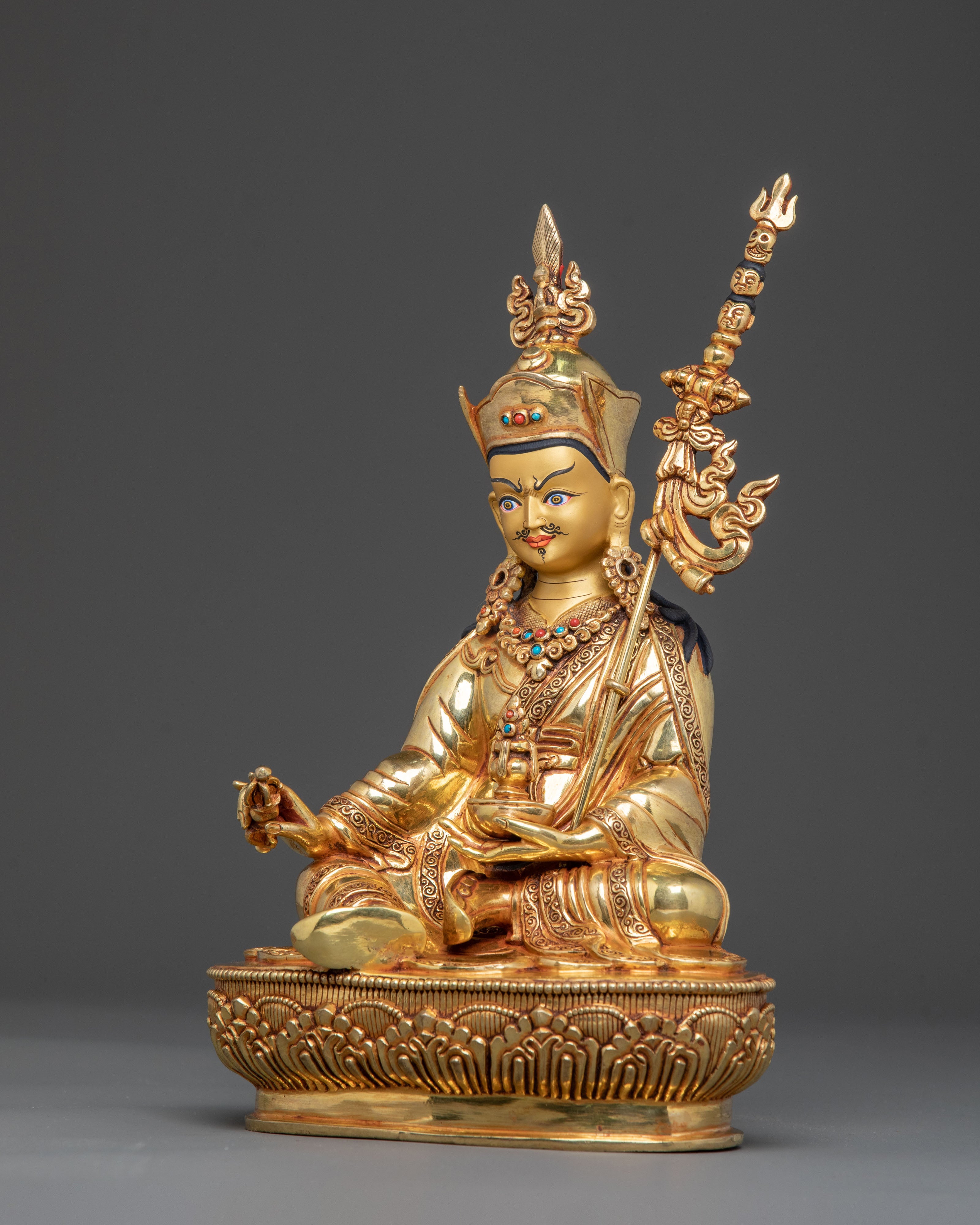 Guru Rinpoche Statue | 24K Gold Gilded Buddhist Icon