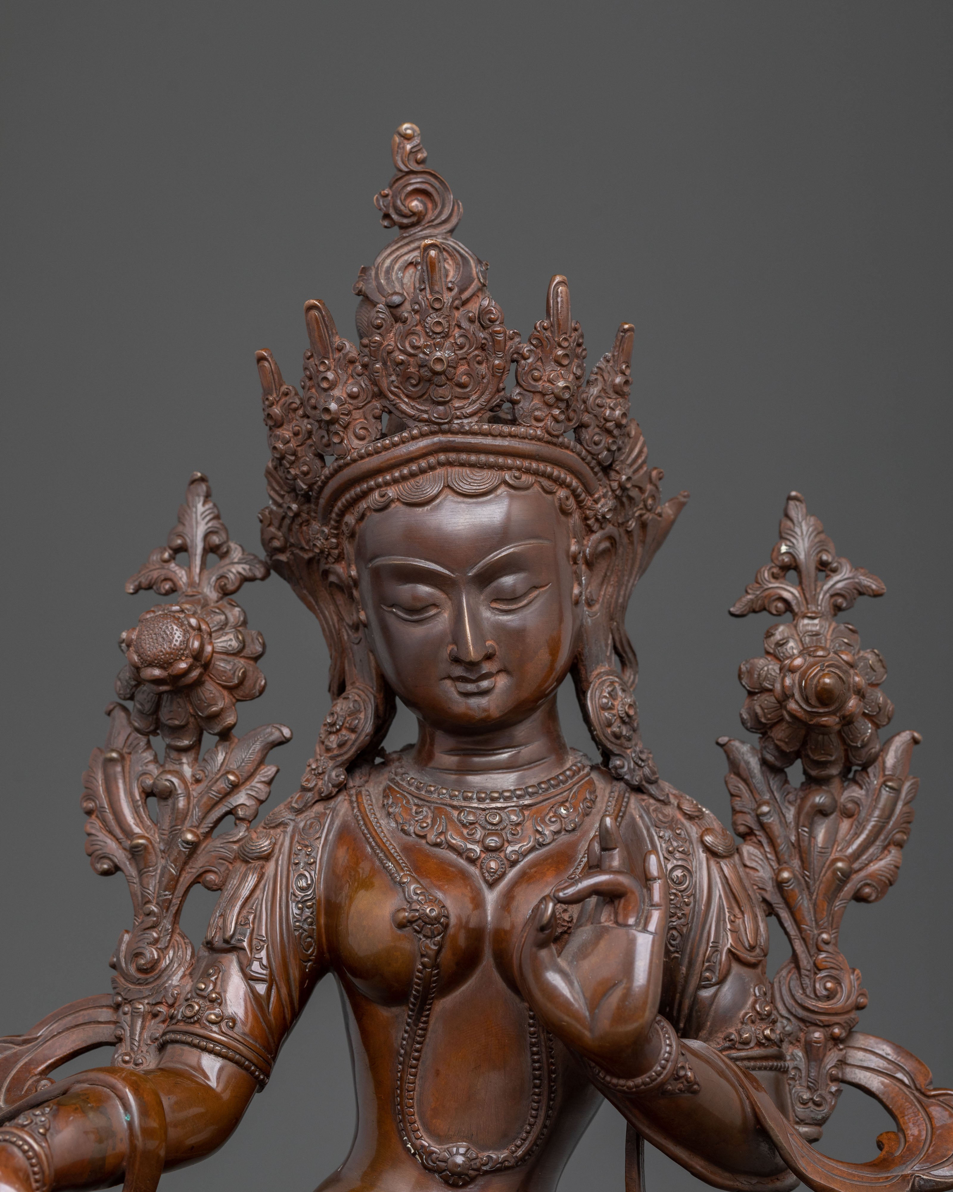 Green Tara: Oxidized Copper Meditation Statue