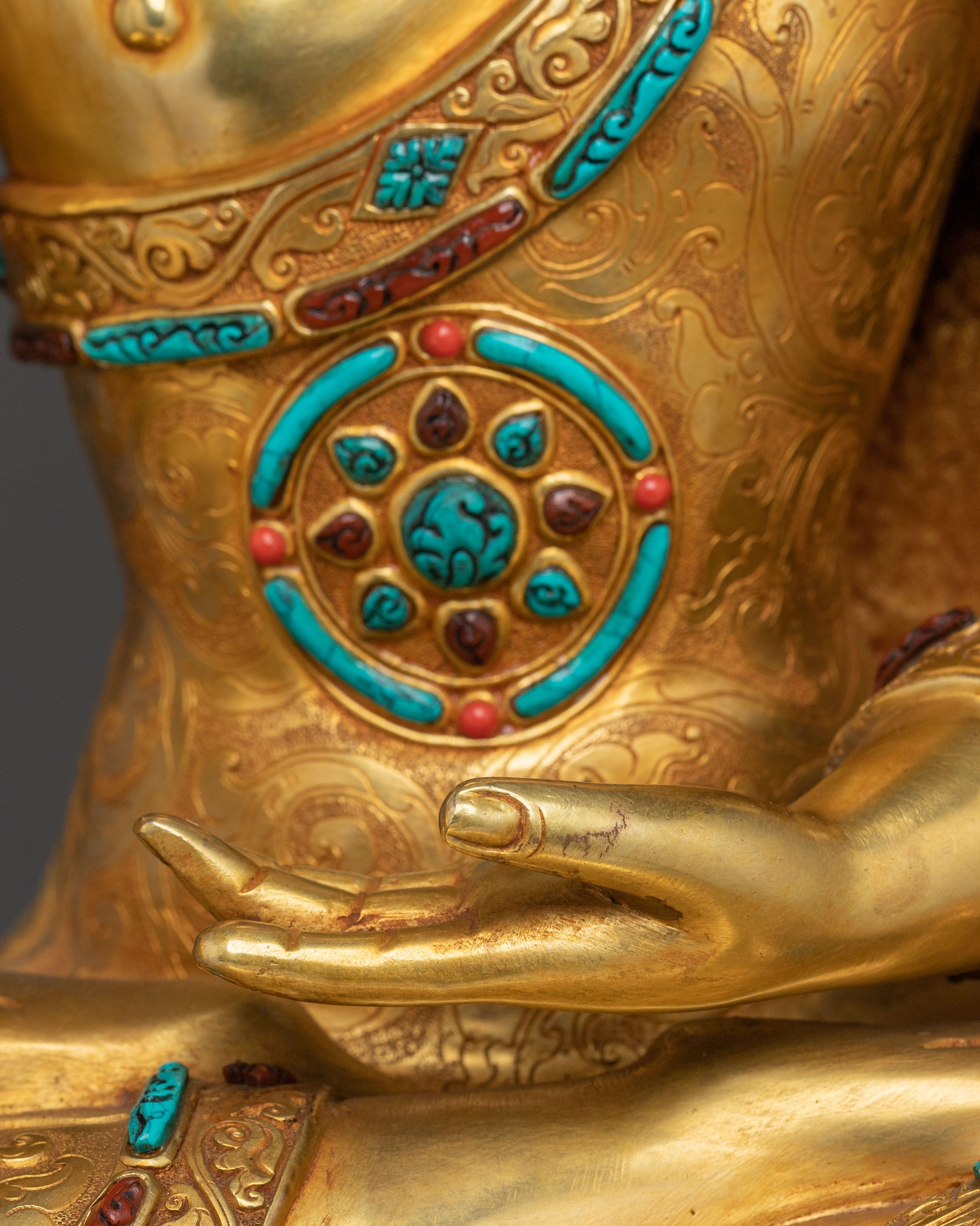 Shakyamuni Buddha Statue On Throne | Home Decor