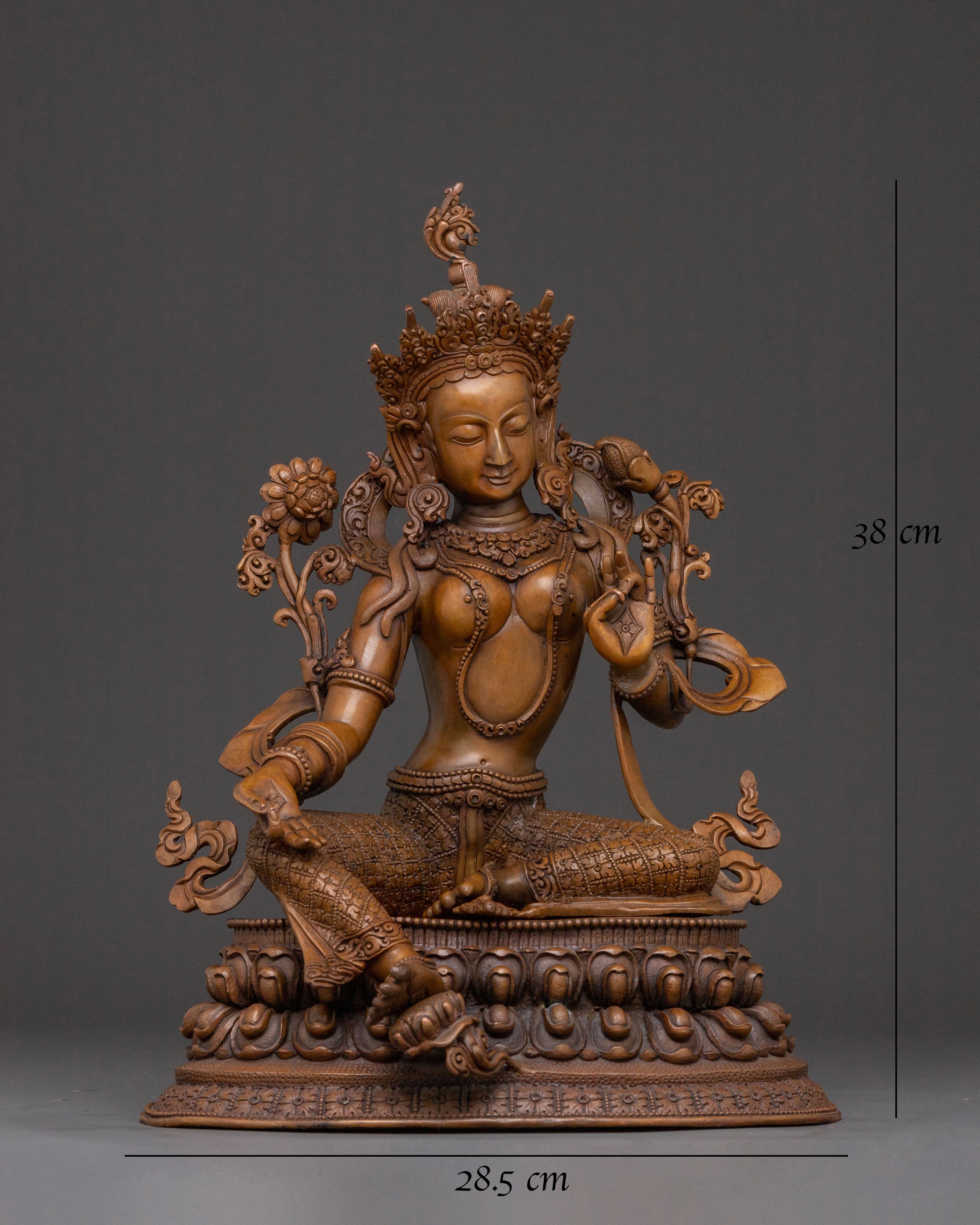 Savior Green Tara Copper Statue | Meditation Elegance