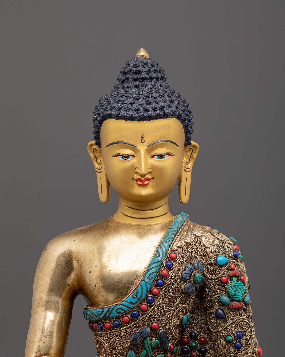 Tibetan Handcrafted Three Buddhas Statue Set with 24K Fire Gold Gliding