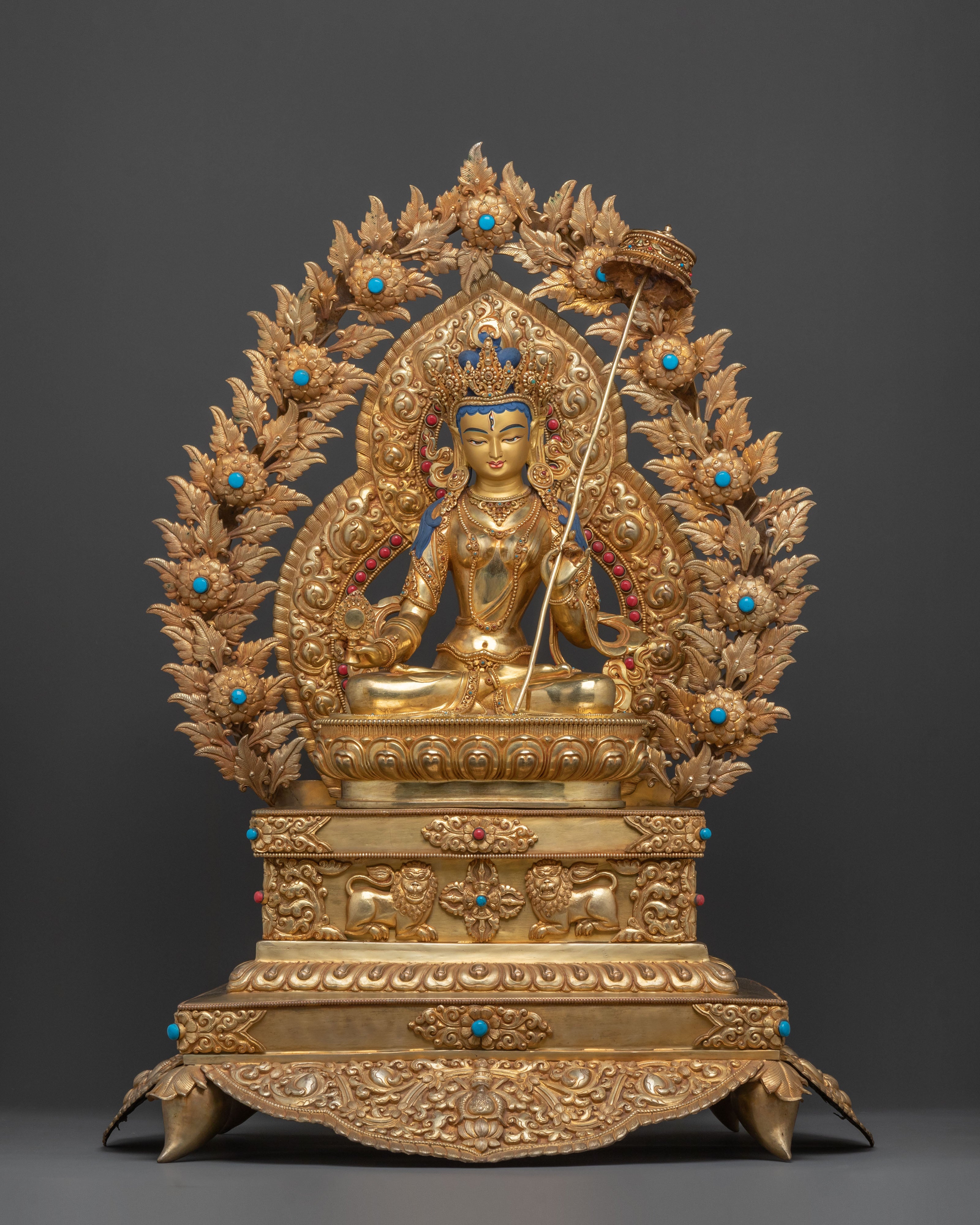 Dukar Statue on Throne | White Umbrella Goddess of Supreme Protection